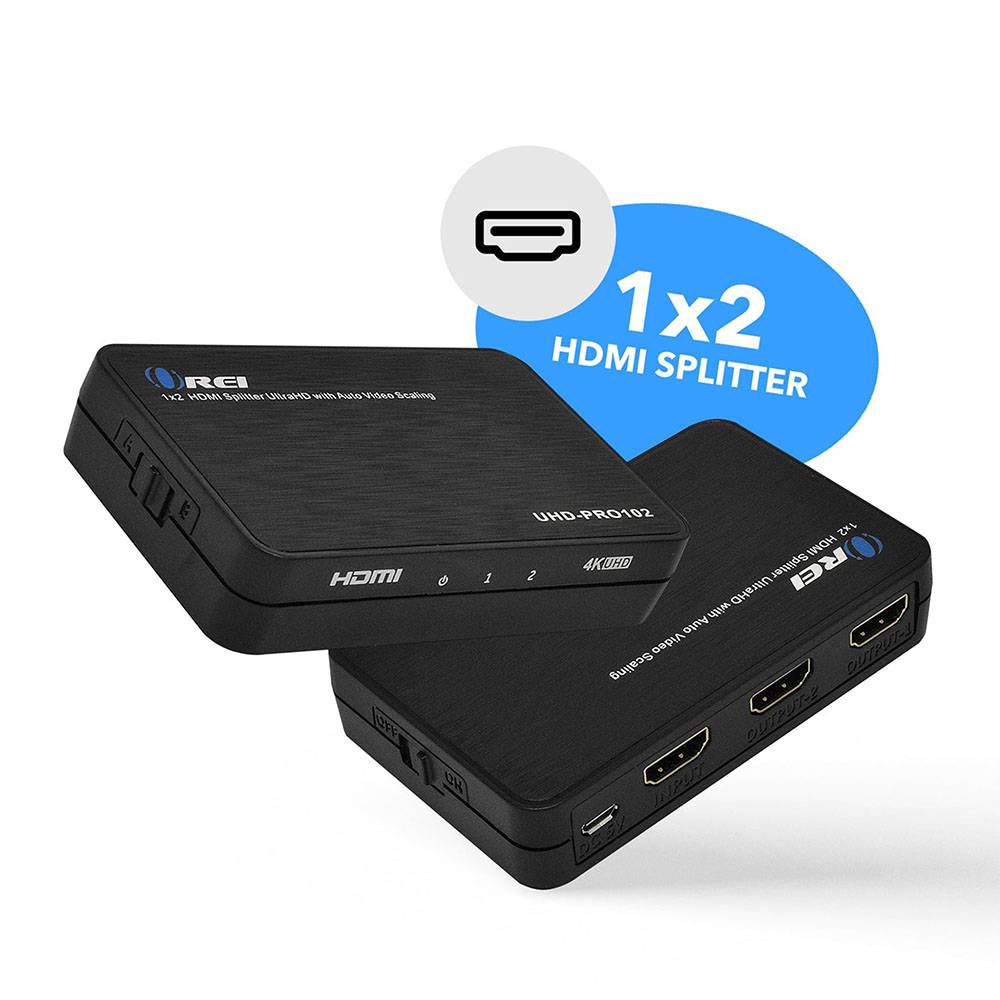 1x2 HDMI Splitter 4K 60Hz - 1 Input 2 Output Ultra HD 4K@60Hz Downscaler with EDID Management (UHD PRO102) - for Home Theater, Gaming & Multi-Monitor Setup