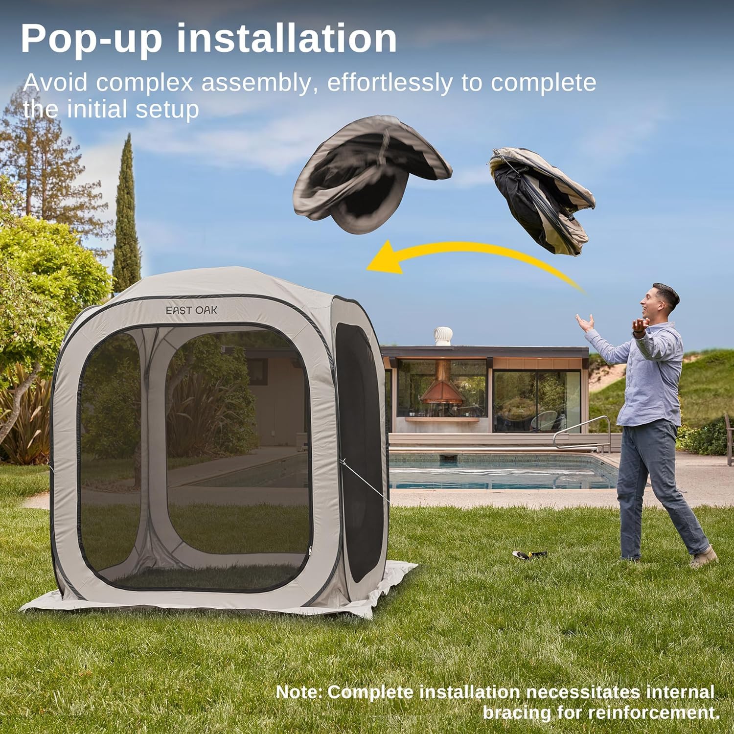 EAST OAK 6x6 FT Pop-Up Screen House Tent - Portable Instant Canopy Shelter with Carry Bag for Patio, Backyard, Deck - Mosquito Proof Outdoor Screen Room for Camping, Picnics & BBQs (Dark Pink)