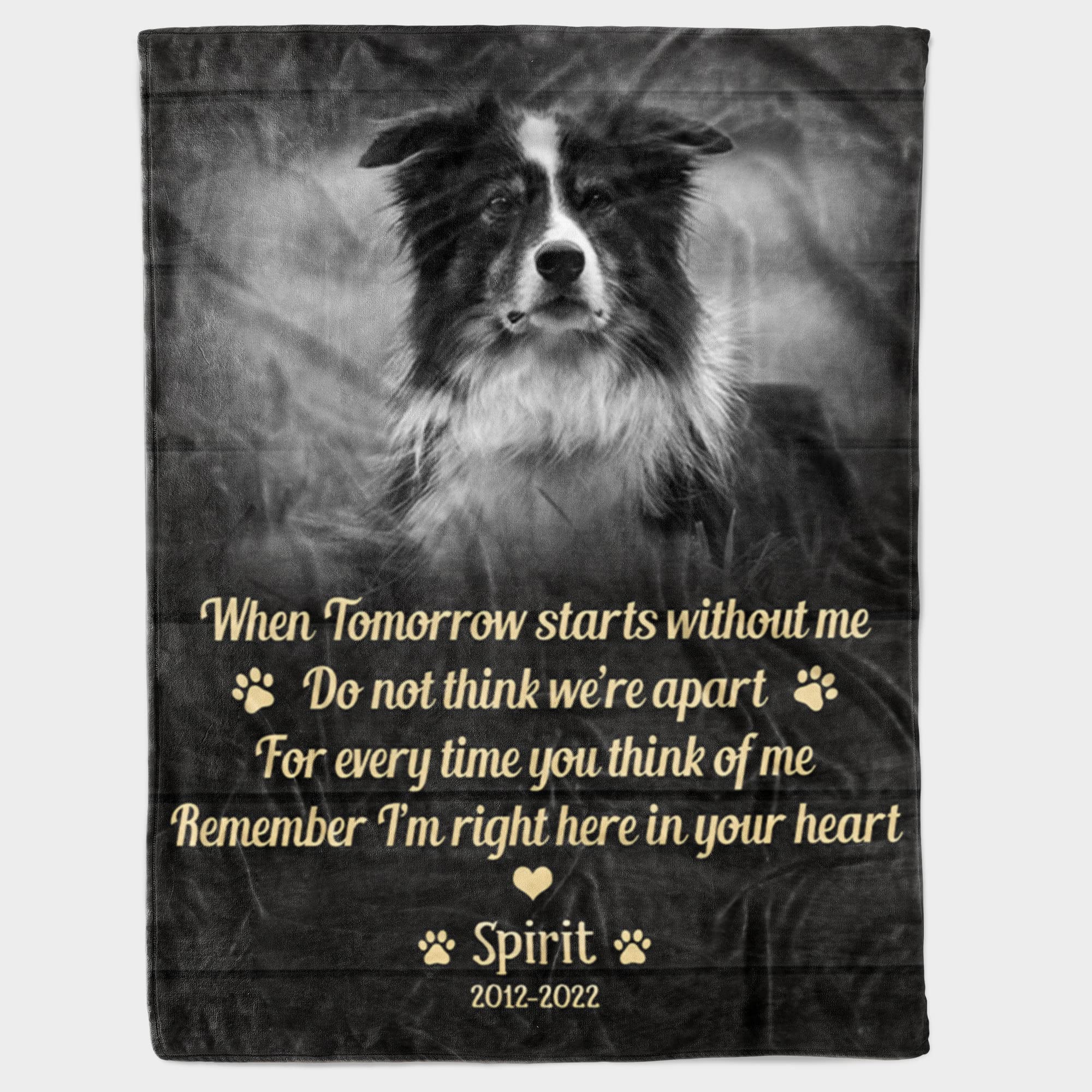 Custom Personalized Angel Dog Memorial Blanket - Fleece Sherpa Throw with Pet Picture - Sympathy Gift for Dog Lovers, Dog Mom & Dad - Perfect for Comfort, Remembrance & Healing After Pet Loss
