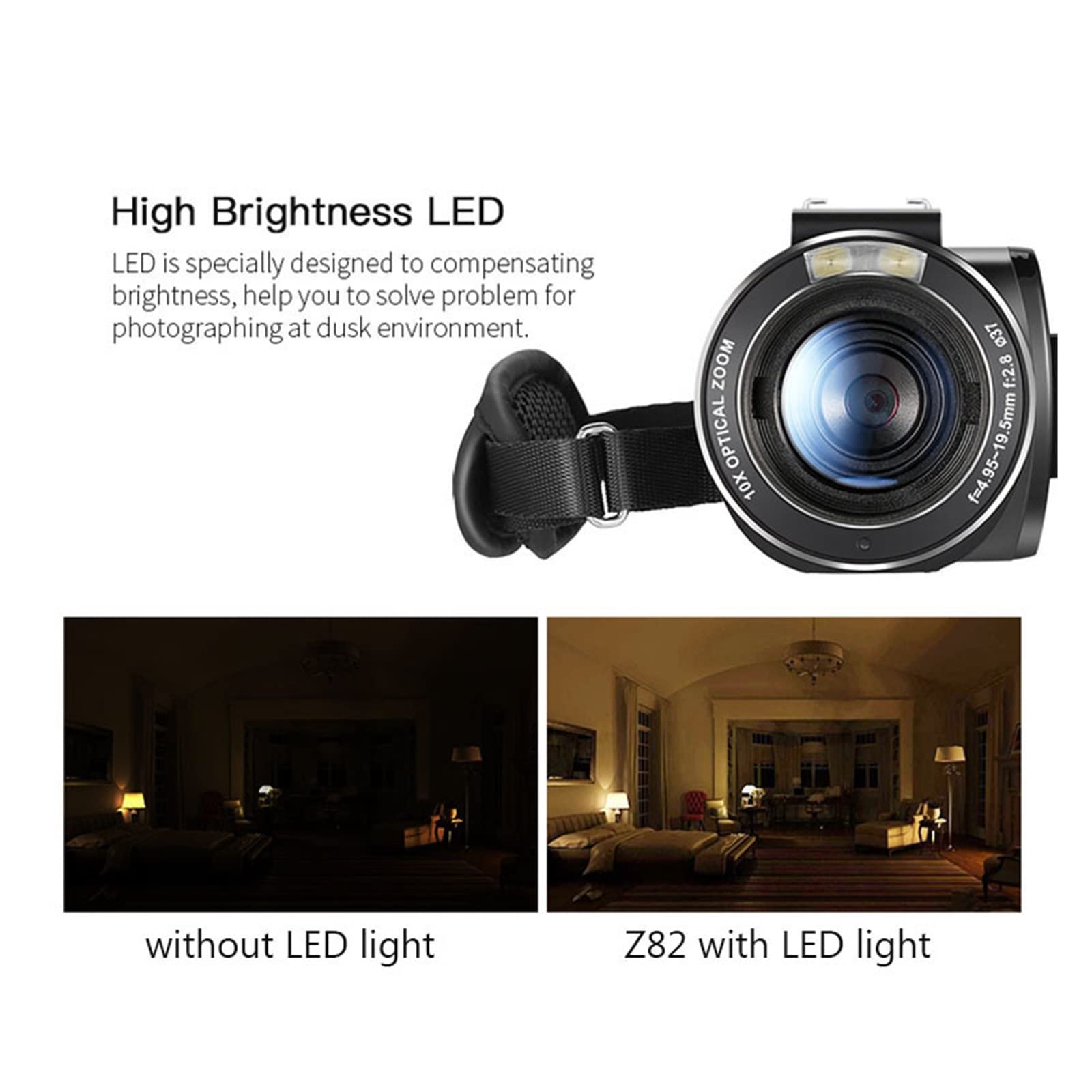 AUBEST 1080P Full HD Video Camera Camcorder with Microphone & Wide Angle Lens, 10X Optical Zoom - Perfect for Vlogging, YouTube Videos, Travel Filming & Home Movies