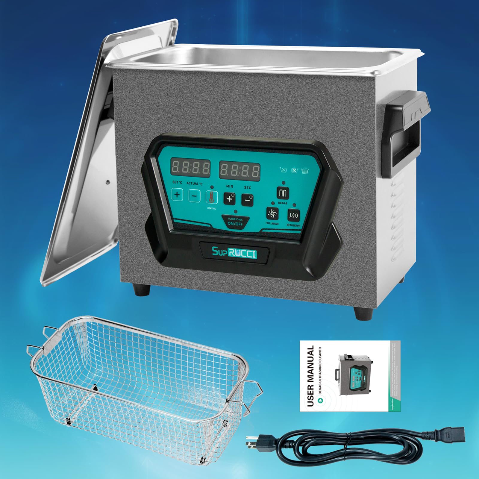 3L 120W Ultrasonic Cleaner with Heater & Timer - Professional Ultrasonic Cleaning Machine for Jewelry, Tools, Carburetors, 3D Printed Resin Parts - Perfect for Home Workshops, Dental Labs & Industrial Use (0.8 Gallon Capacity)