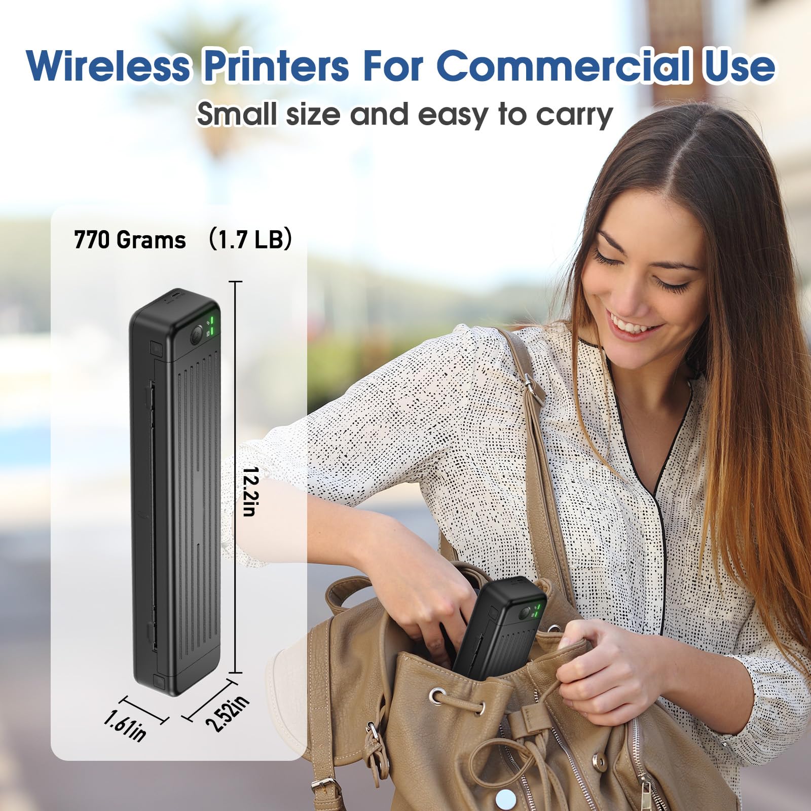 Odaro Portable Wireless Bluetooth Thermal Printer - 300 DPI Mobile & Computer Thermal Transfer Printer for Receipts, Labels, Tickets | Home Office, Retail Store, Small Business Use (Black)