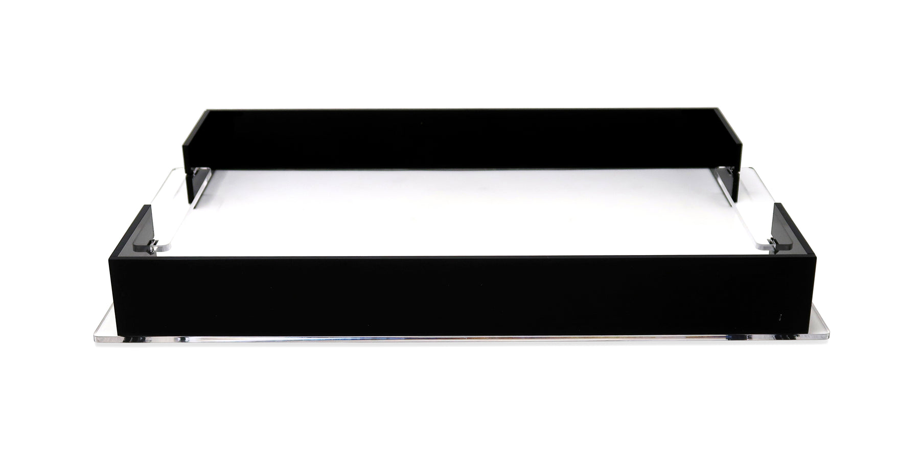 Premium Acrylic Rectangular Tray with Black Edges - Perfect for Home Organization, Office Supplies & Bathroom Decor