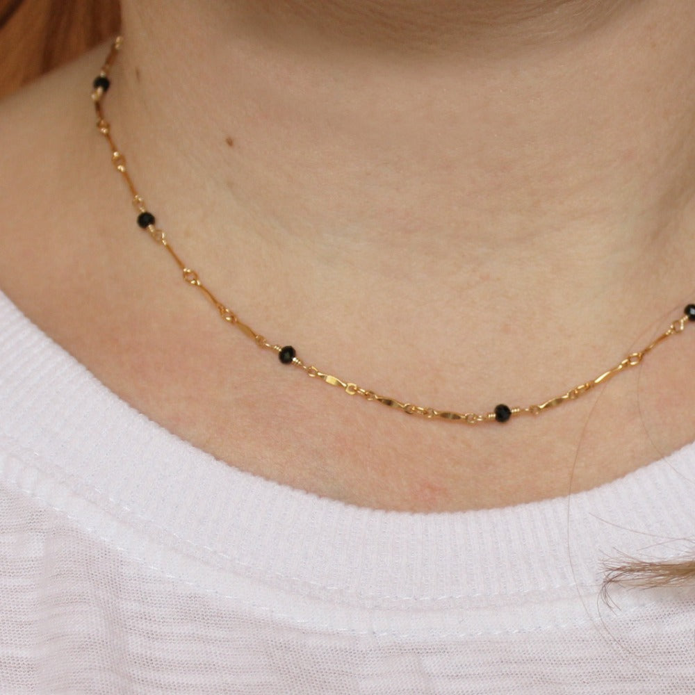 Gemstone Dapped Bar Necklace for Women - Elegant Layering Jewelry for Everyday Wear & Special Occasions