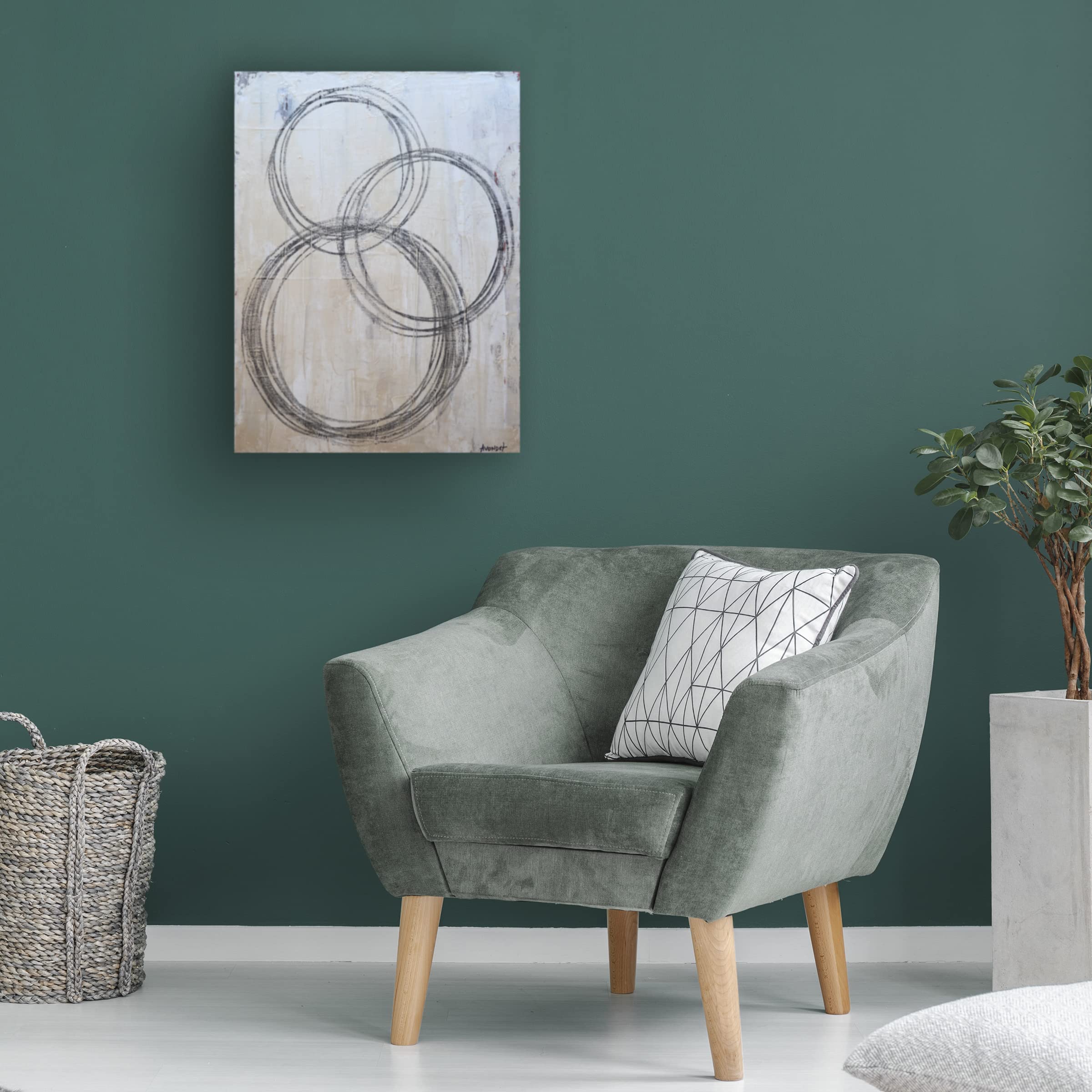 Natalie Avondet 'Circular I' Canvas Wall Art - Modern Abstract Painting for Living Room, Bedroom & Office Decor - Handmade Fine Art Print for Home & Office Interior Design