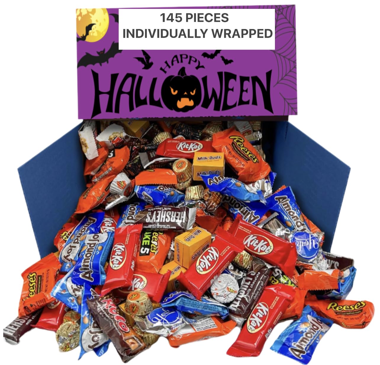 **Hershey's Assorted Chocolate Halloween Candy - 145 Pieces (55.56 oz) Variety Bag | Bulk Halloween Treats for Trick or Treating, Parties & Goodie Bags | Includes Branded Clip | Fast Shipping by Sameday Shippers**