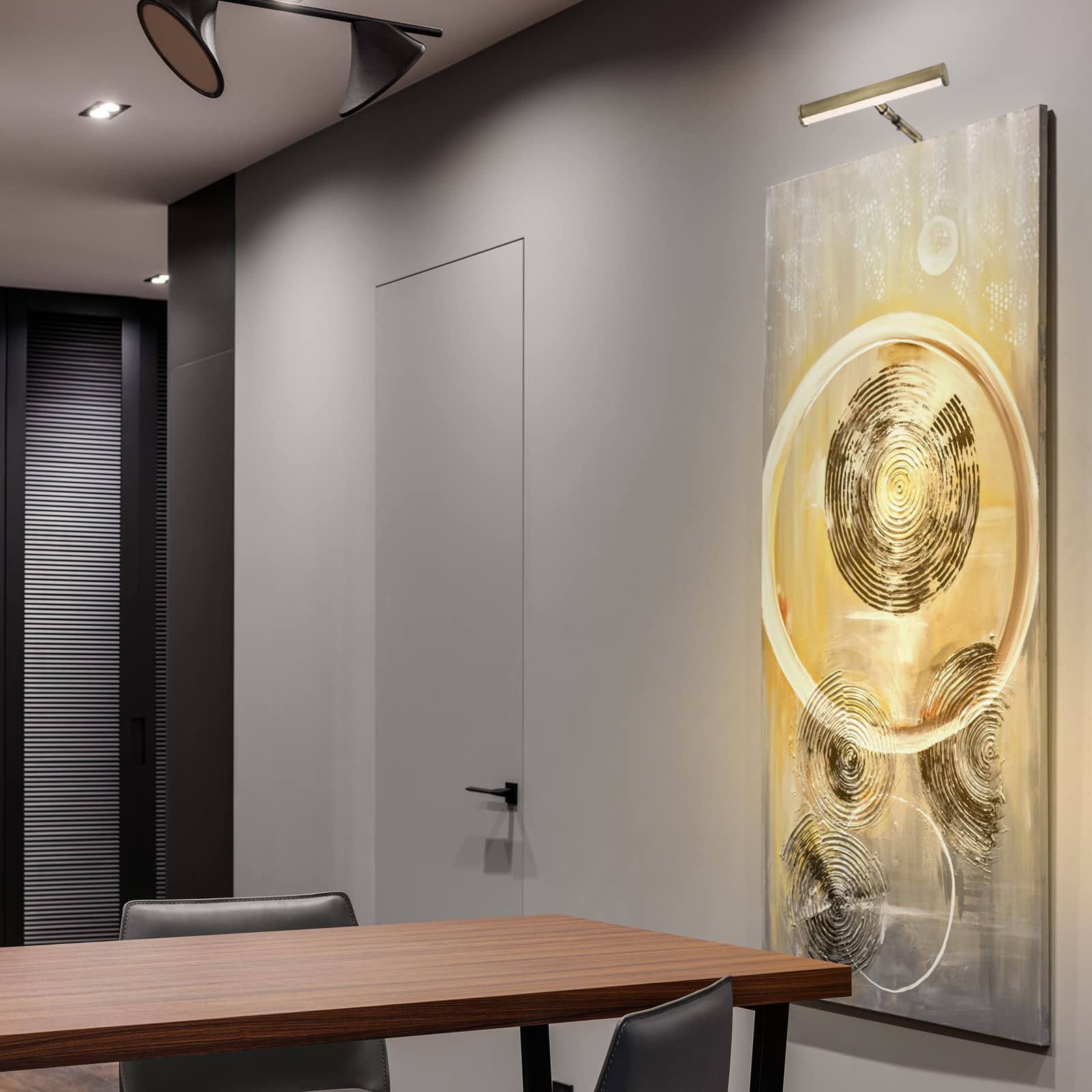 Ciata Adjustable 7-Inch Integrated LED Picture Light - 15W Artwork Lighting with E12 Candelabra Base & On/Off Switch - Antique Brass Wall Frame Light for Paintings, Photos & Home Decor