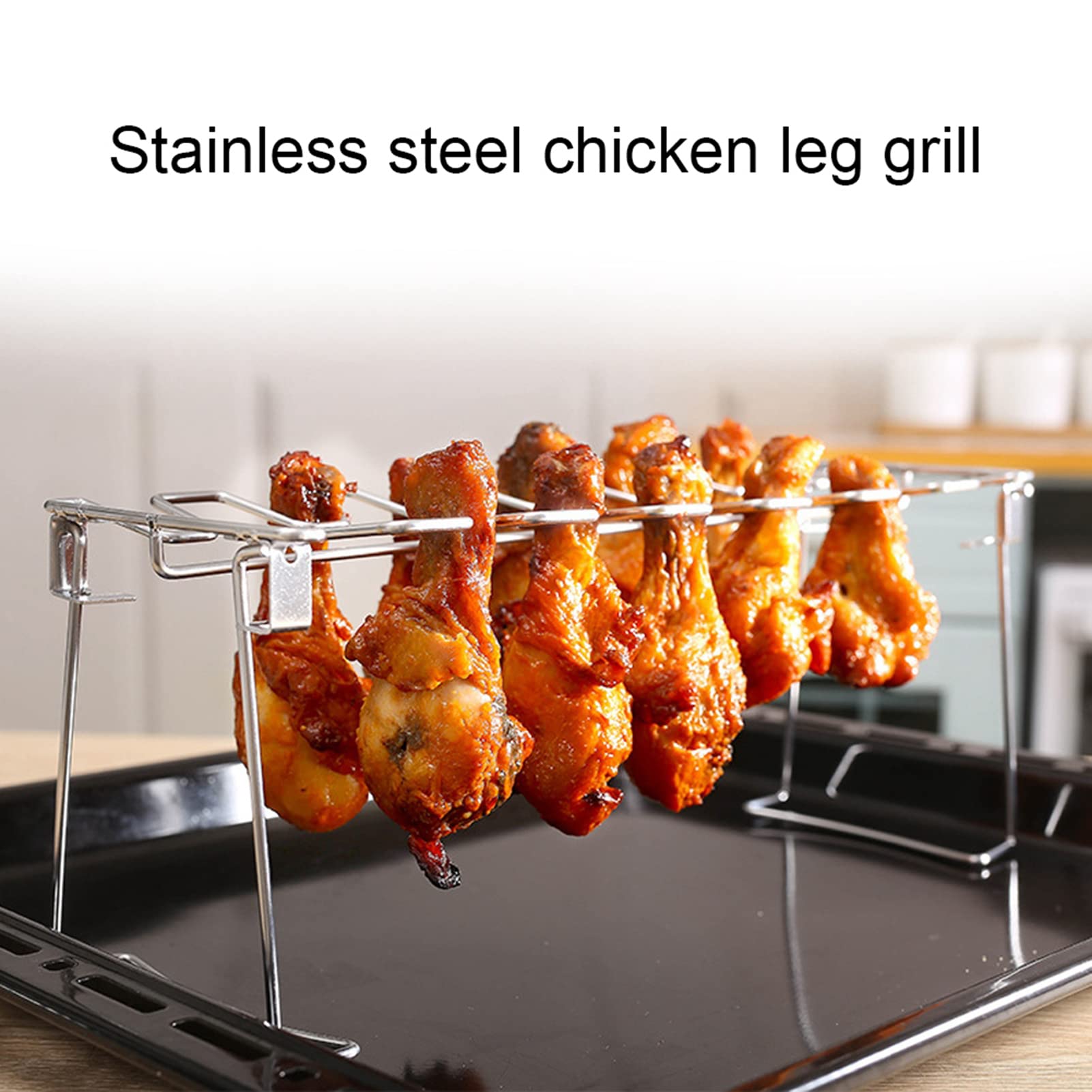 2-Piece Stainless Steel Chicken Wing & Leg Grill Rack - 14 Slot Non-Stick BBQ Rack for Smoker, Grill or Oven - Perfect for Backyard BBQs, Camping & Outdoor Cooking