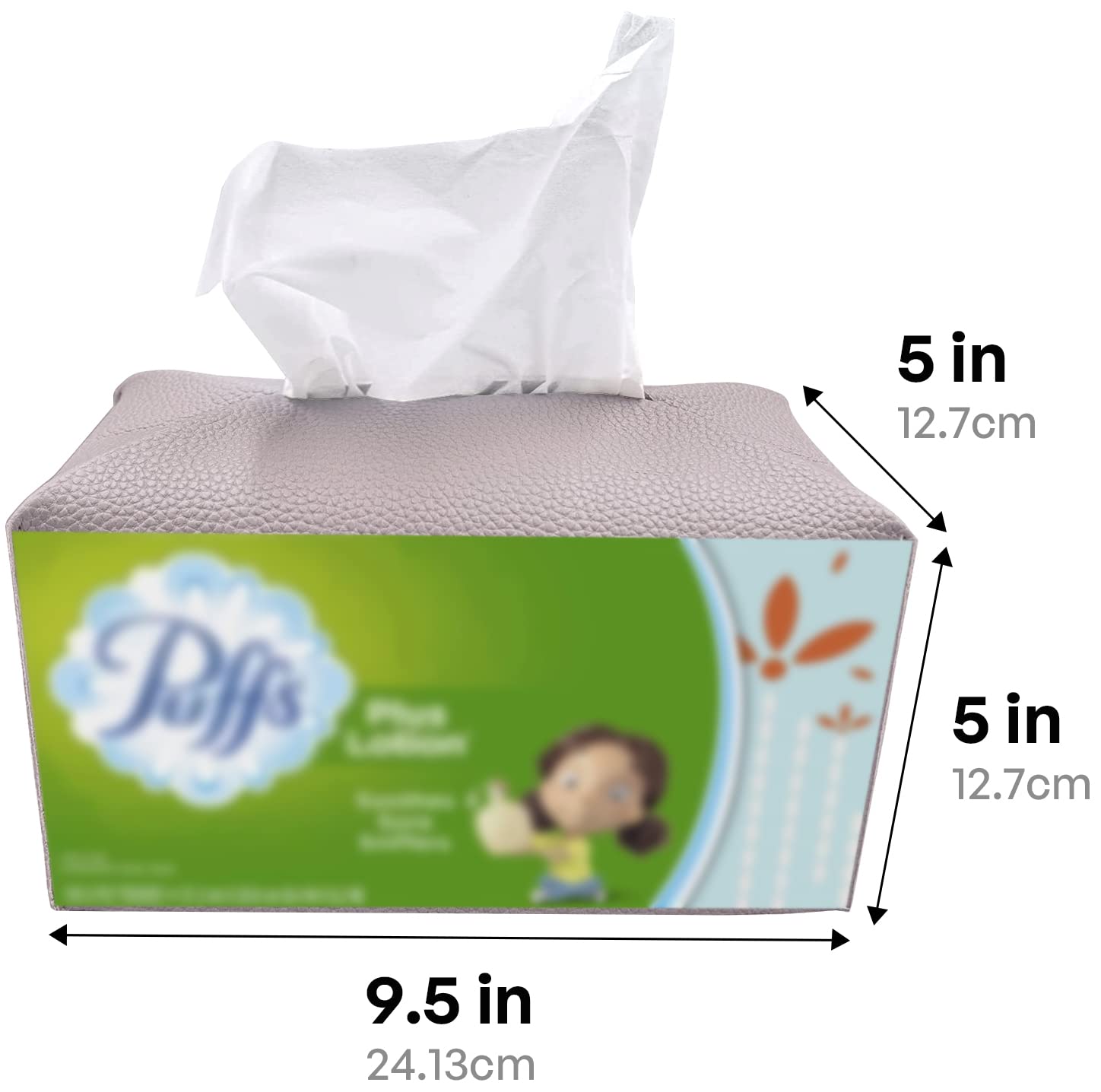 Carrotez Modern PU Leather Tissue Box Cover - Decorative Rectangular Tissue Box Holder for Bathroom, Vanity, Office Desk & Nightstand (9.5