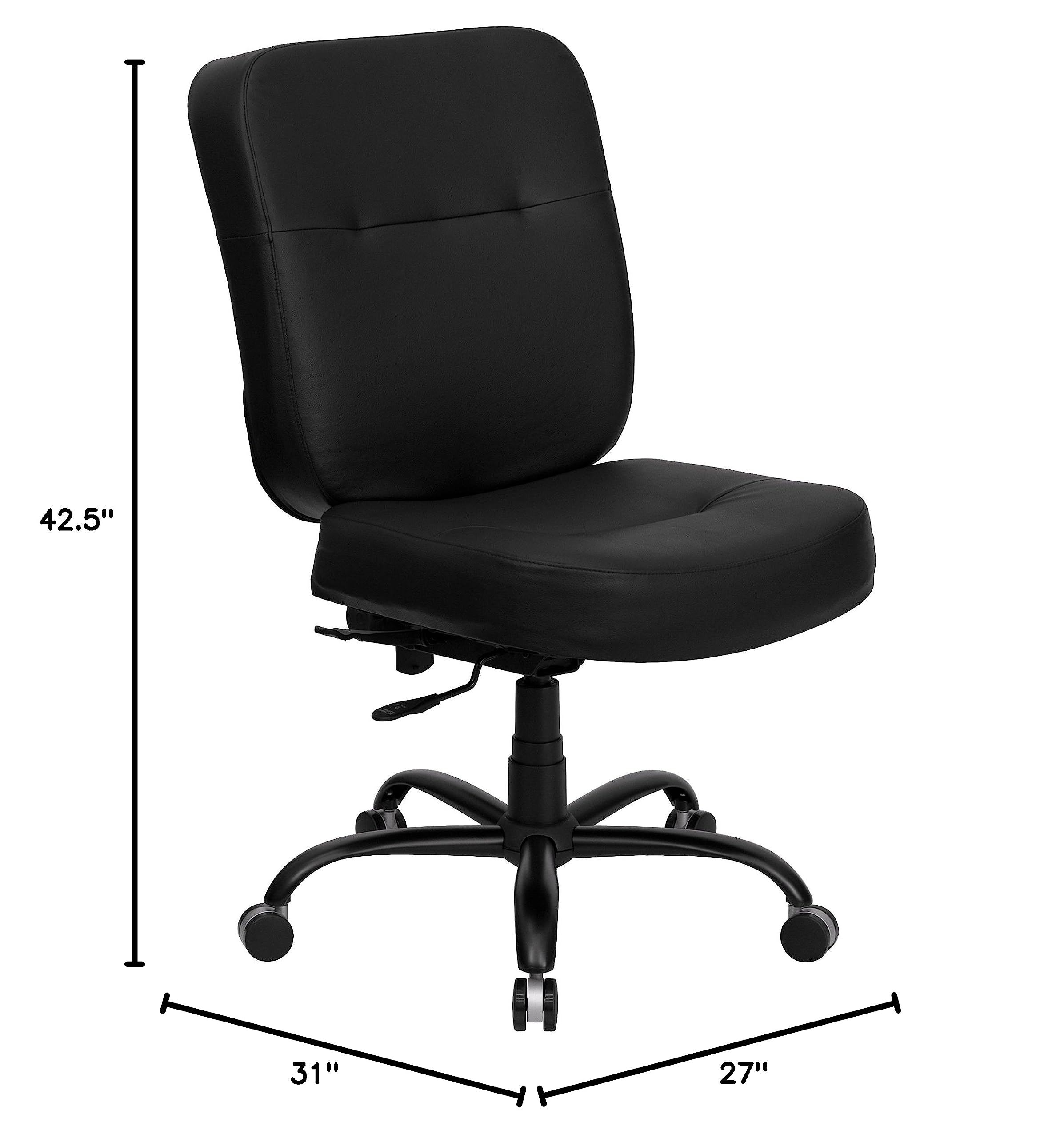 400 lb. Big & Tall High Back Black LeatherSoft Ergonomic Office Chair - Heavy Duty Executive Desk Chair for Large Men - Perfect for Home Office, Gaming & Workspace Comfort