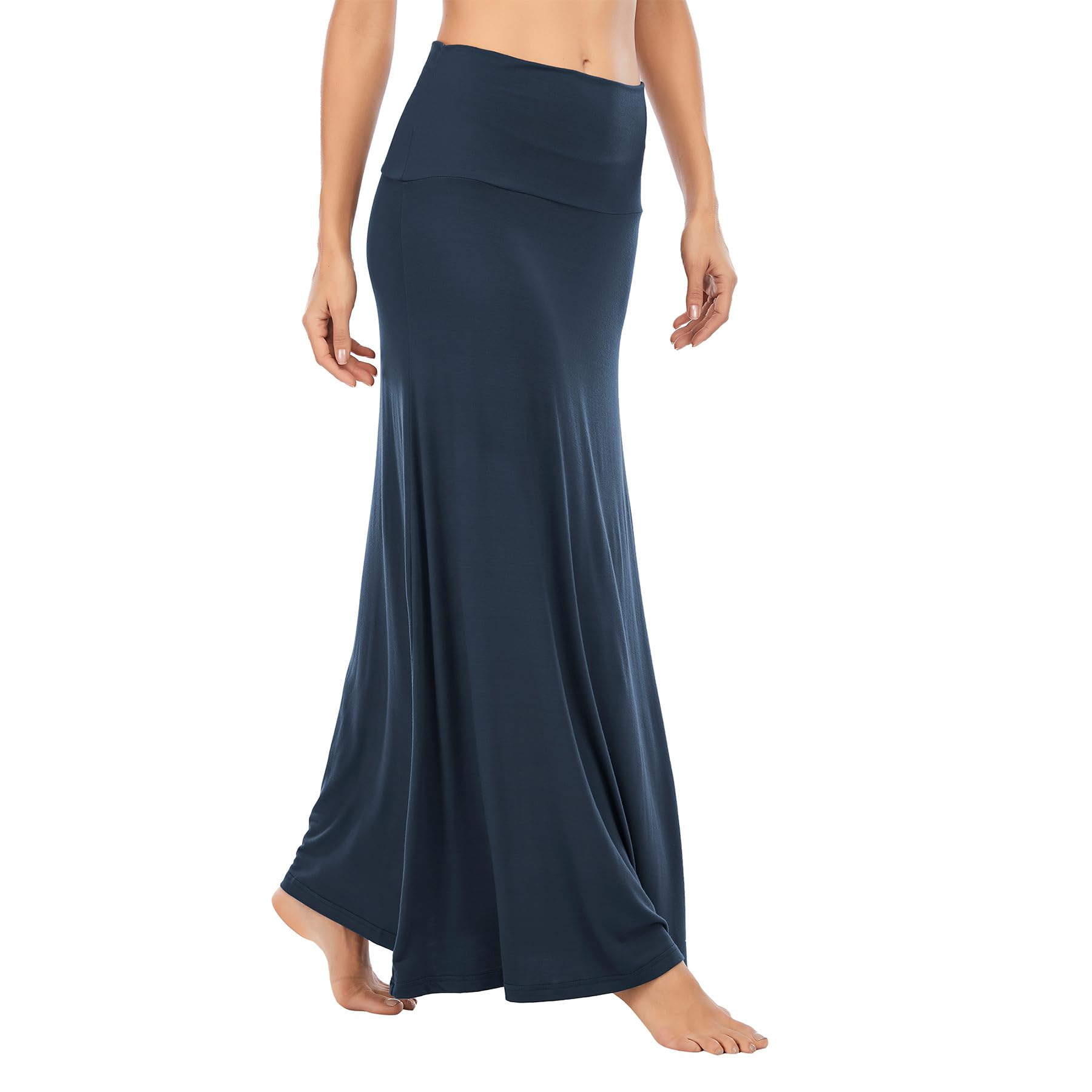 Zando Women's High Waisted Maxi Skirt - Trendy Flared Stretchy Long Skirt with Floral Print for Casual Wear, Workout & Office | Perfect for Summer, Beach & Special Occasions