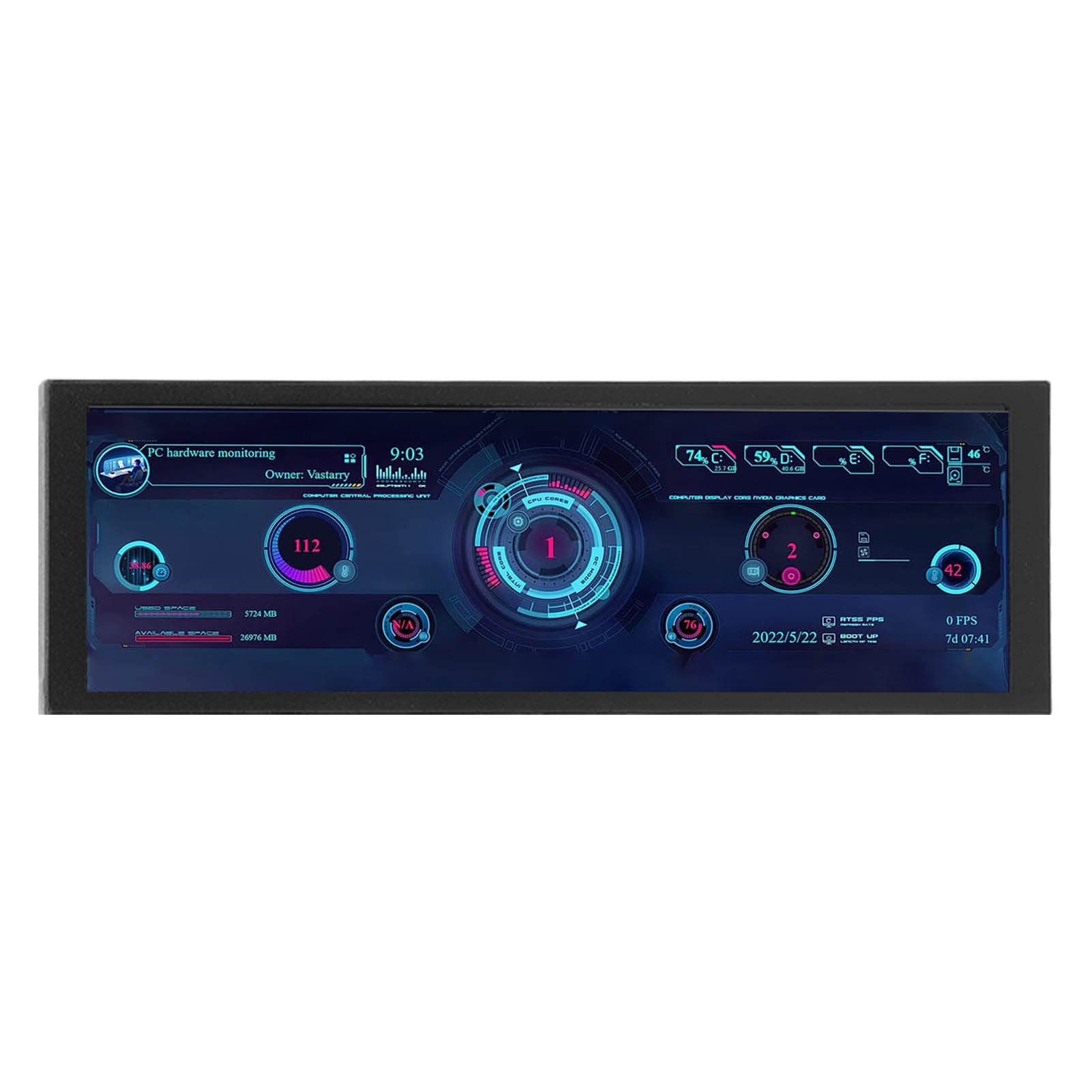 7.9 Inch IPS PC CPU Data Monitor with Auto Shutoff, USB Powered, Customizable Theme Editor - Ideal for GPU Monitoring, Gaming Rigs & PC Builds - Perfect for Home Office, Gaming Setup & DIY PC Enthusiasts