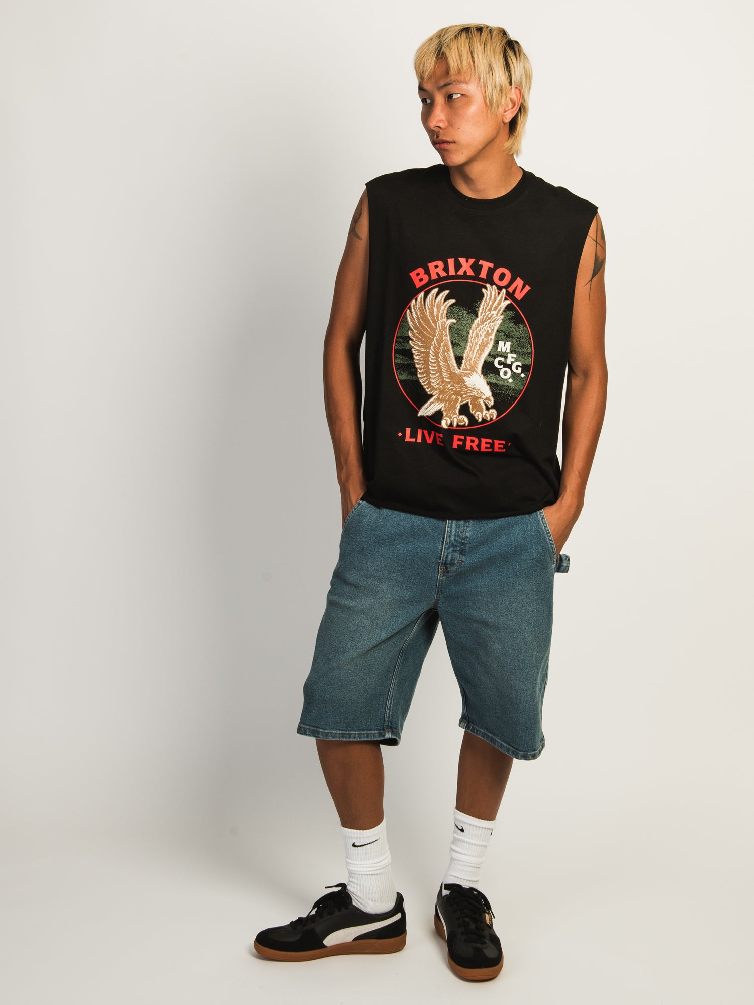 BRIXTON LIVE FREE MUSCLE TANK TOP - BLACK | Men's Sleeveless Workout Shirt for Gym, Running & Summer Outfits