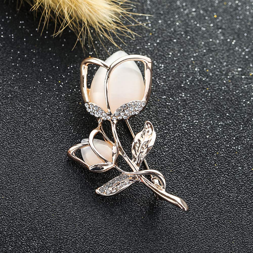 Exquisite Crystal Rhinestone Rose Brooch Pin - Elegant Rose Gold Fashion Jewelry Gift for Women & Girls | Perfect for Weddings, Parties & Special Occasions