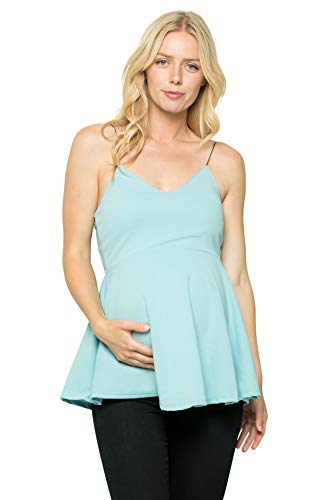 My Bump Maternity Sleeveless Peplum Tank Top - Comfortable Pregnancy Clothes for Women - Made in USA - Perfect for Summer, Office & Casual Wear