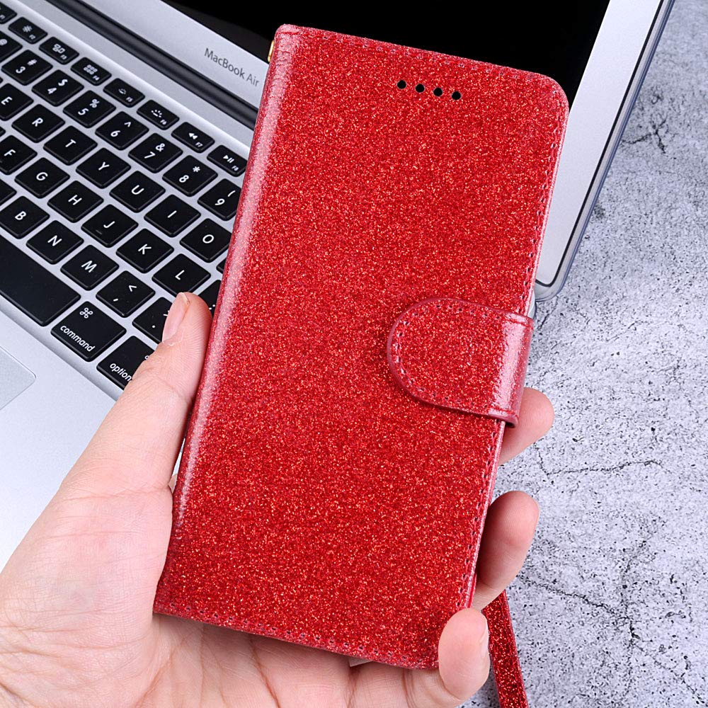 Asuwish Wallet Case for Samsung Galaxy A51 4G (A515F) with Card Holder, Kickstand & Glitter Design + Tempered Glass Screen Protector - Purple | Perfect for Everyday Use, Business Meetings & Travel Protection