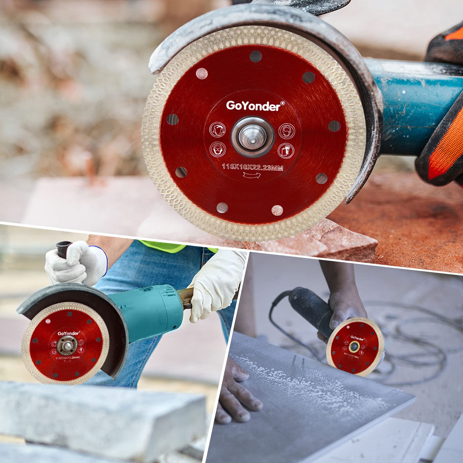 GoYonder 7-Inch Diamond Saw Blade - Ultra Thin 180mm Angle Grinder Disc for Cutting Porcelain Tile, Granite, Marble - 2PCs Red Blades for Professional Tile Work & DIY Home Renovation Projects