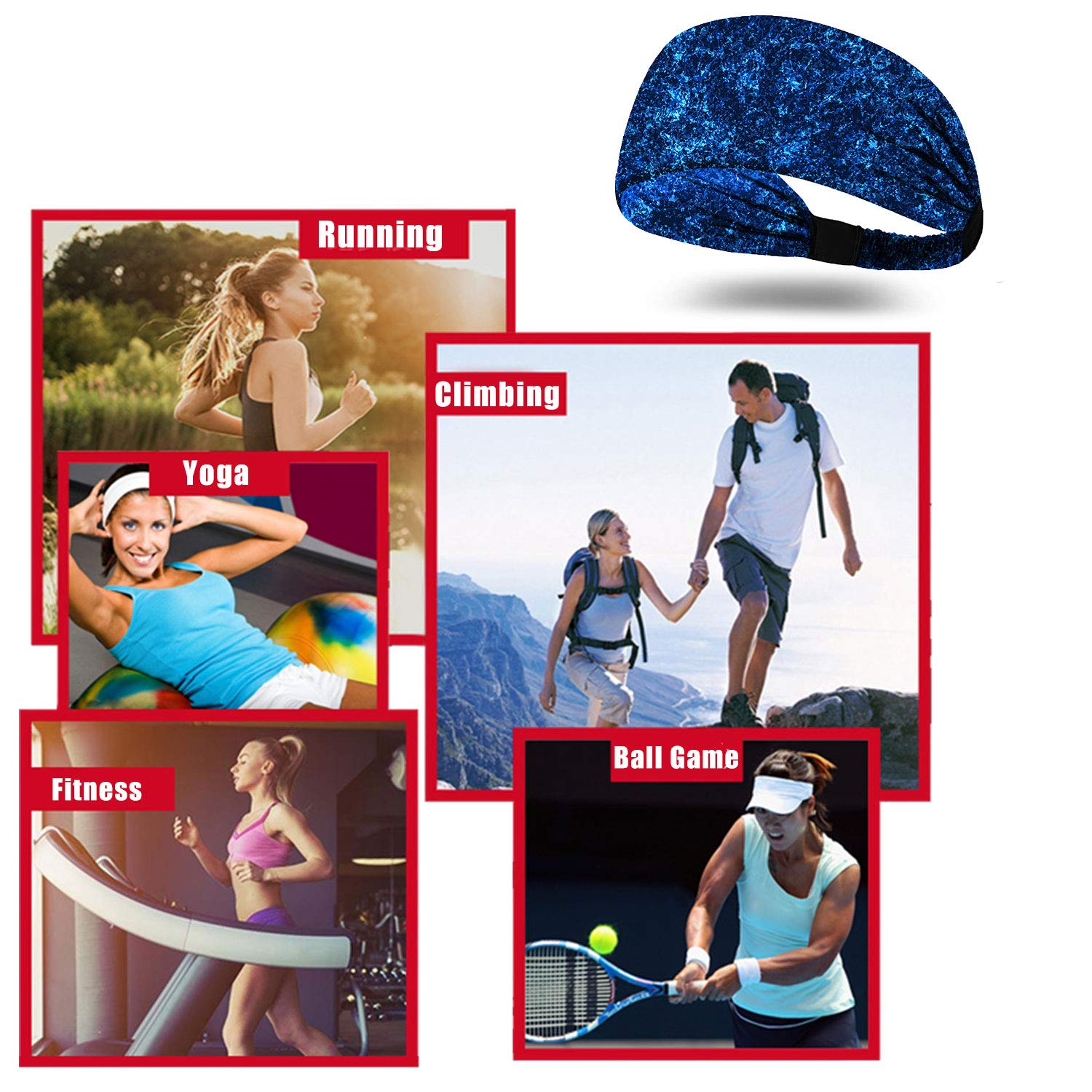 Non-Slip Breathable Headbands for Men & Women - 4 Pack Sweat Bands for Running, Yoga, Gym, Workout - Durable Sports Headbands for Outdoor Exercise & Jogging - Perfect for Active Lifestyles & Fitness Enthusiasts