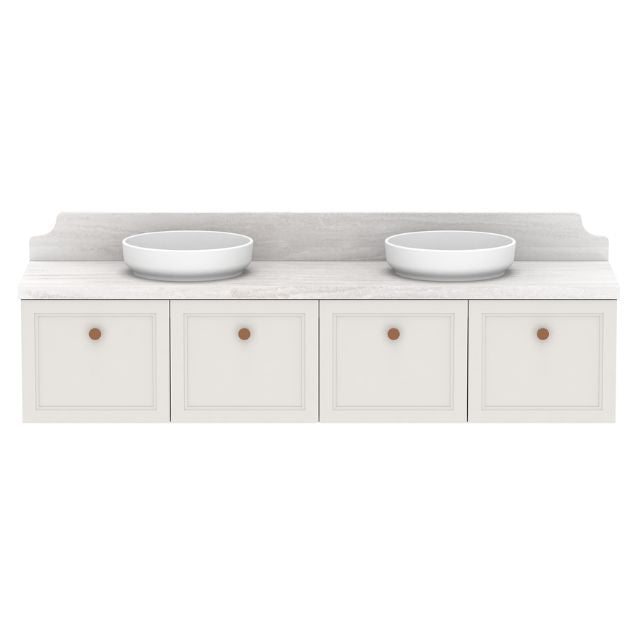 ADP Mabel Wall Mounted Vanity with Cherry Pie Premium Solid Surface Countertop - Modern Bathroom Sink for Small Spaces & Powder Rooms