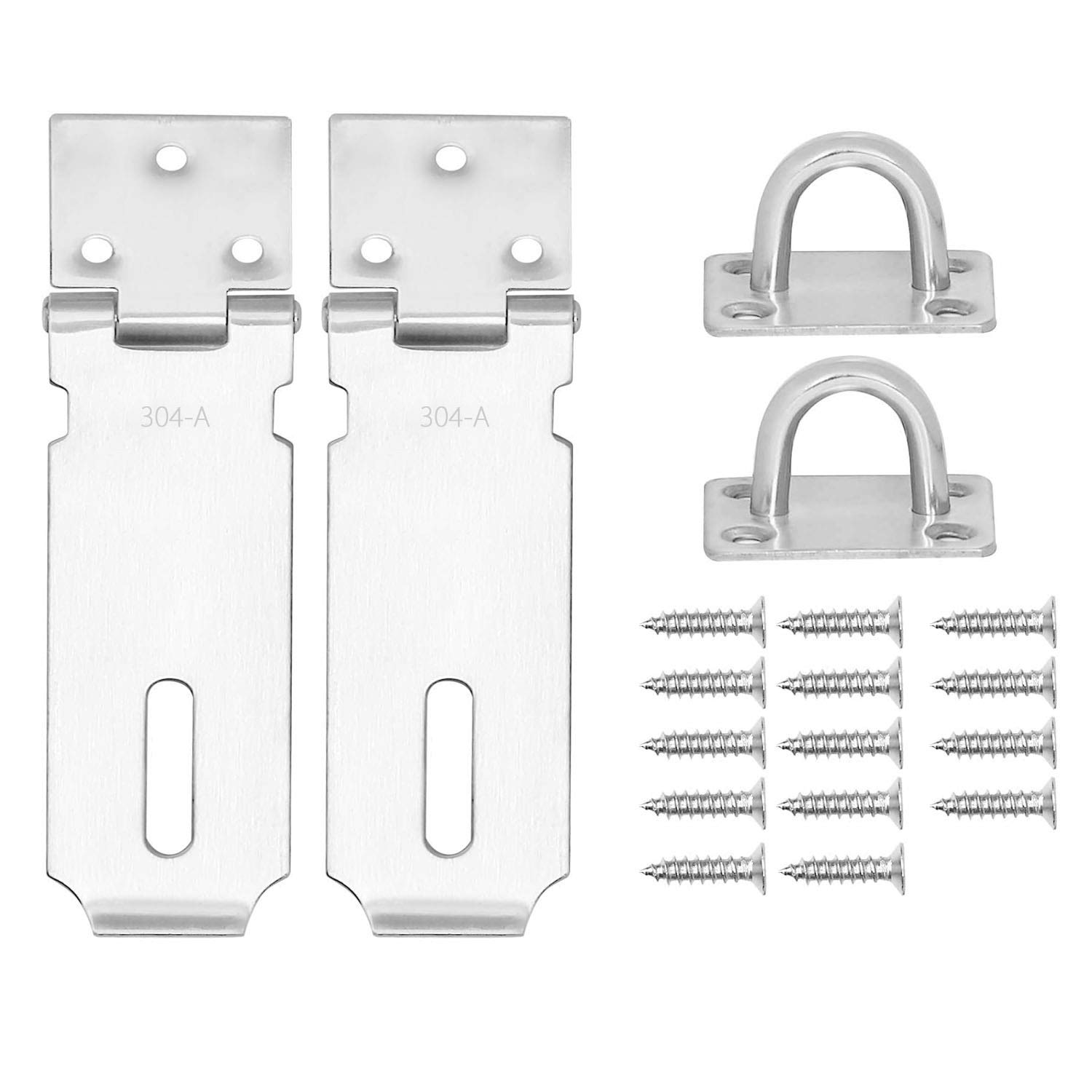 2 Pack 3 Inch Stainless Steel Door Hasp Latch Lock with Screws - Heavy Duty Security Clasp for Cabinet, Furniture, Drawer, Cupboard & Gate - Perfect for Home, Office & Storage Security