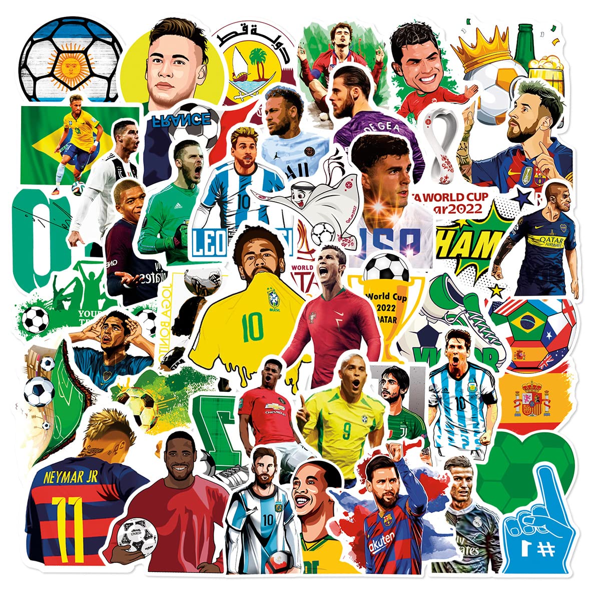 50PCS Soccer Stickers - Waterproof Vinyl Decals for Water Bottles, Laptops, Cars, Skateboards, Phones, Luggage & Guitars - Perfect for DIY Decor, Sports Fans & Gift Giving