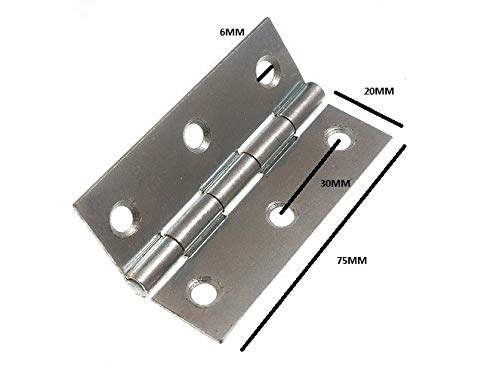 5 Pairs of 3 Inch (75MM) Zinc Plated Steel Door Butt Hinges - Heavy Duty BZP Finish for Interior/Exterior Doors, Cabinets & Furniture - Rust-Resistant & Durable Hardware