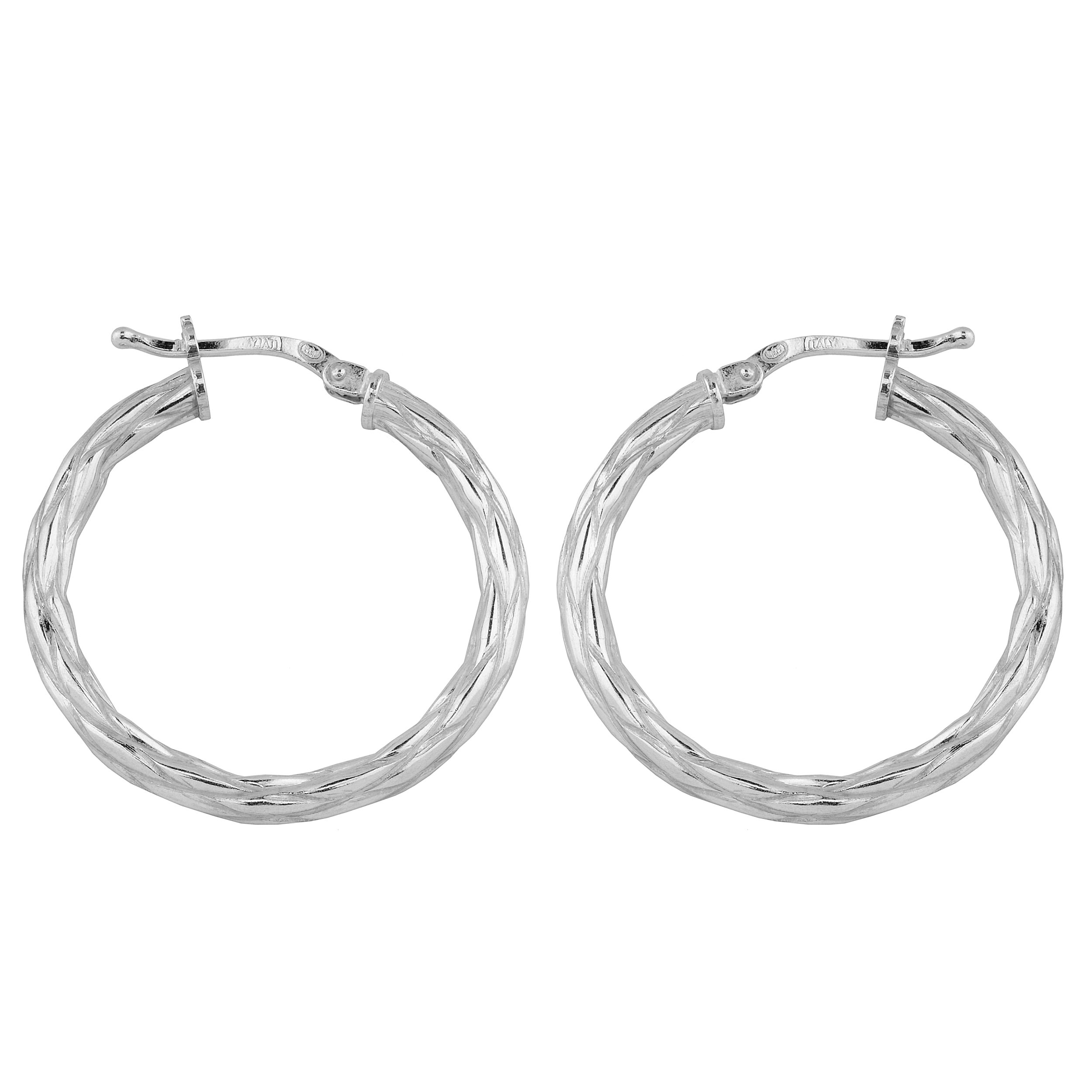 Kooljewelry Sterling Silver 3x22mm Weave Design Round Hoop Earrings for Women - Trendy Boho Jewelry for Everyday Wear & Special Occasions