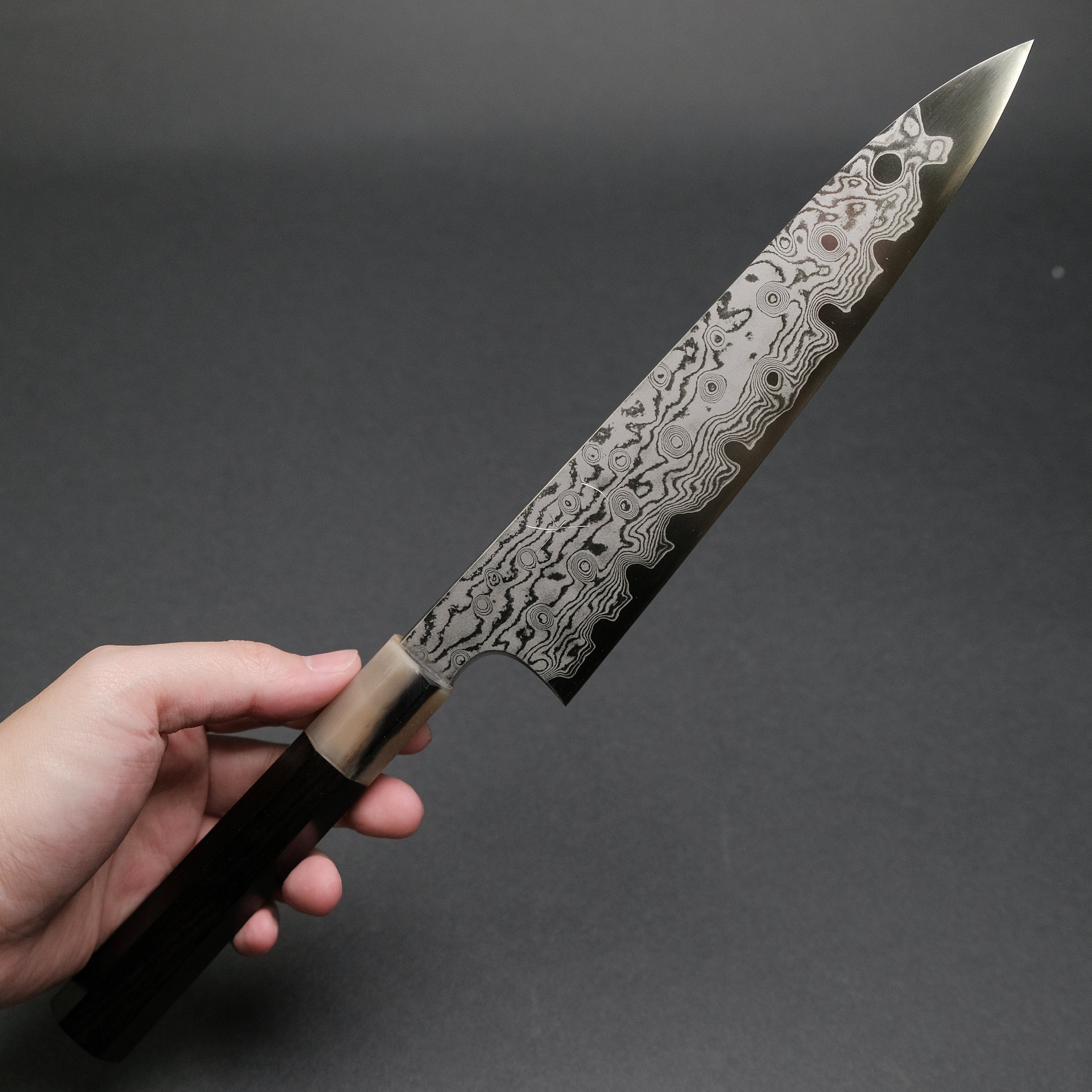Hitohira Kikuchiyo Yohei 210mm Gyuto Knife - VG-10 Damascus Steel Blade with Ebony Wood Handle - Limited Edition Japanese Chef Knife for Professional Cooking, Sushi & Meat Cutting