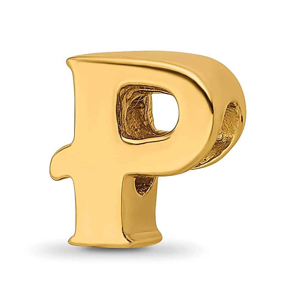925 Sterling Silver Gold Plated Letter P Charm Bead for Bracelet - Elegant Alphabet Jewelry for Women, Perfect Gift for Her - Ideal for Birthdays, Anniversaries & Personalized Jewelry Making