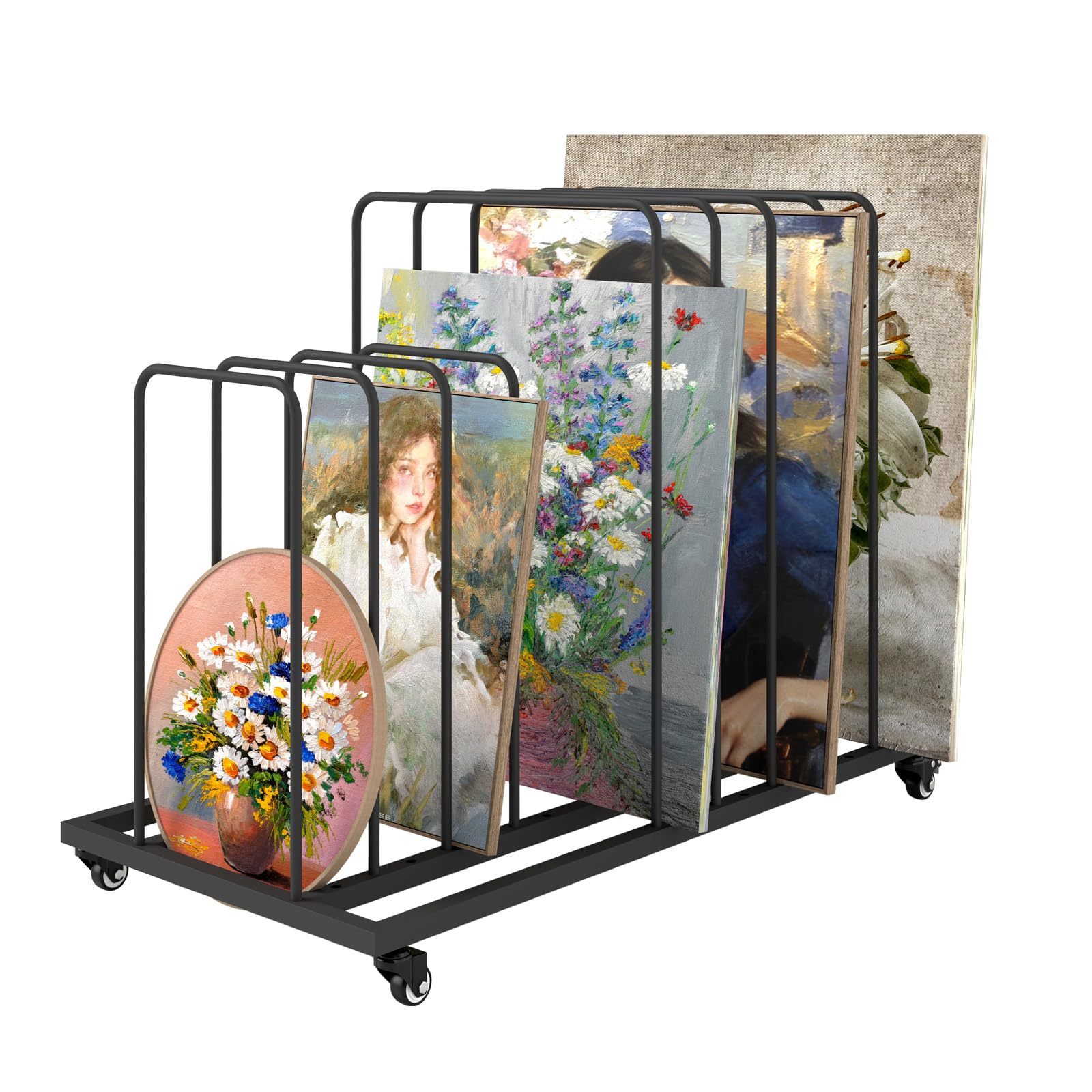 Lukar Adjustable Metal Art Canvas Storage Rack with Wheels - Organizer for Canvas Boards, Drawing Panels, Paper Pads | Perfect for Art Studios, Home Studios & Creative Workspaces