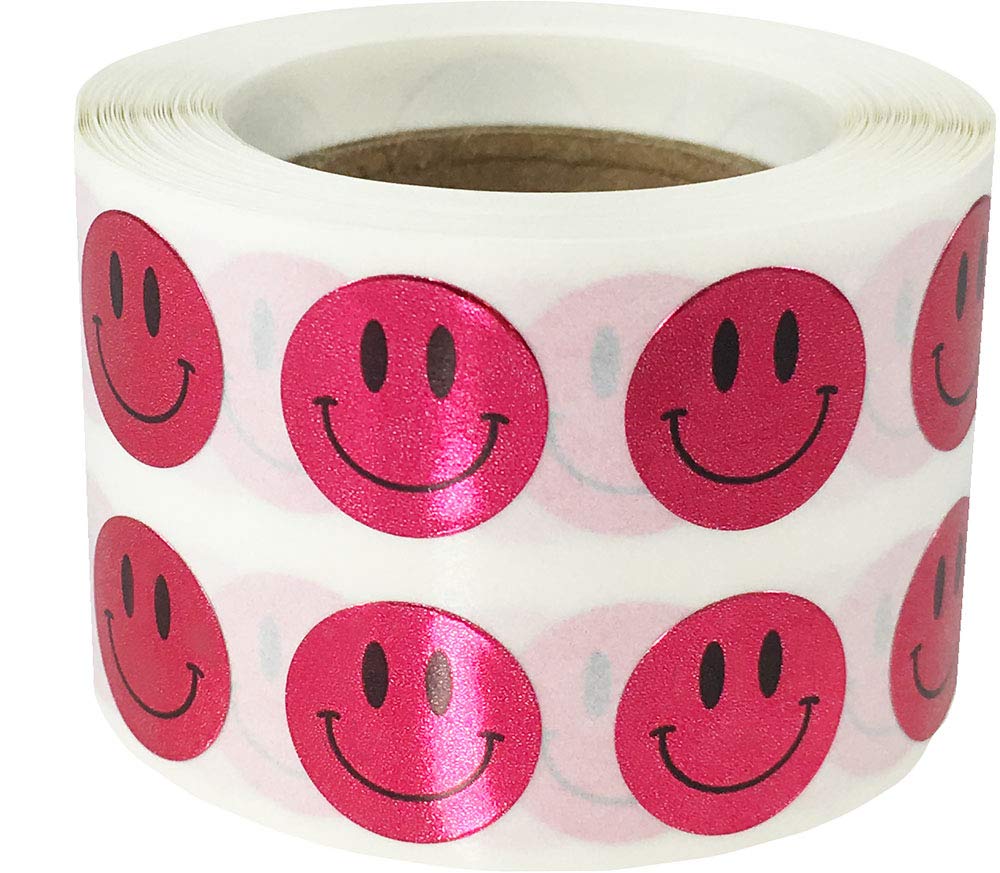 1/2 Inch Small Metallic Rose Gold Happy Face Stickers - 1,000 Adhesive Labels on a Roll for Kids Classroom Rewards, Motivational Charts, Planner Decor & DIY Crafts - Perfect for Teachers, Students & Office Use
