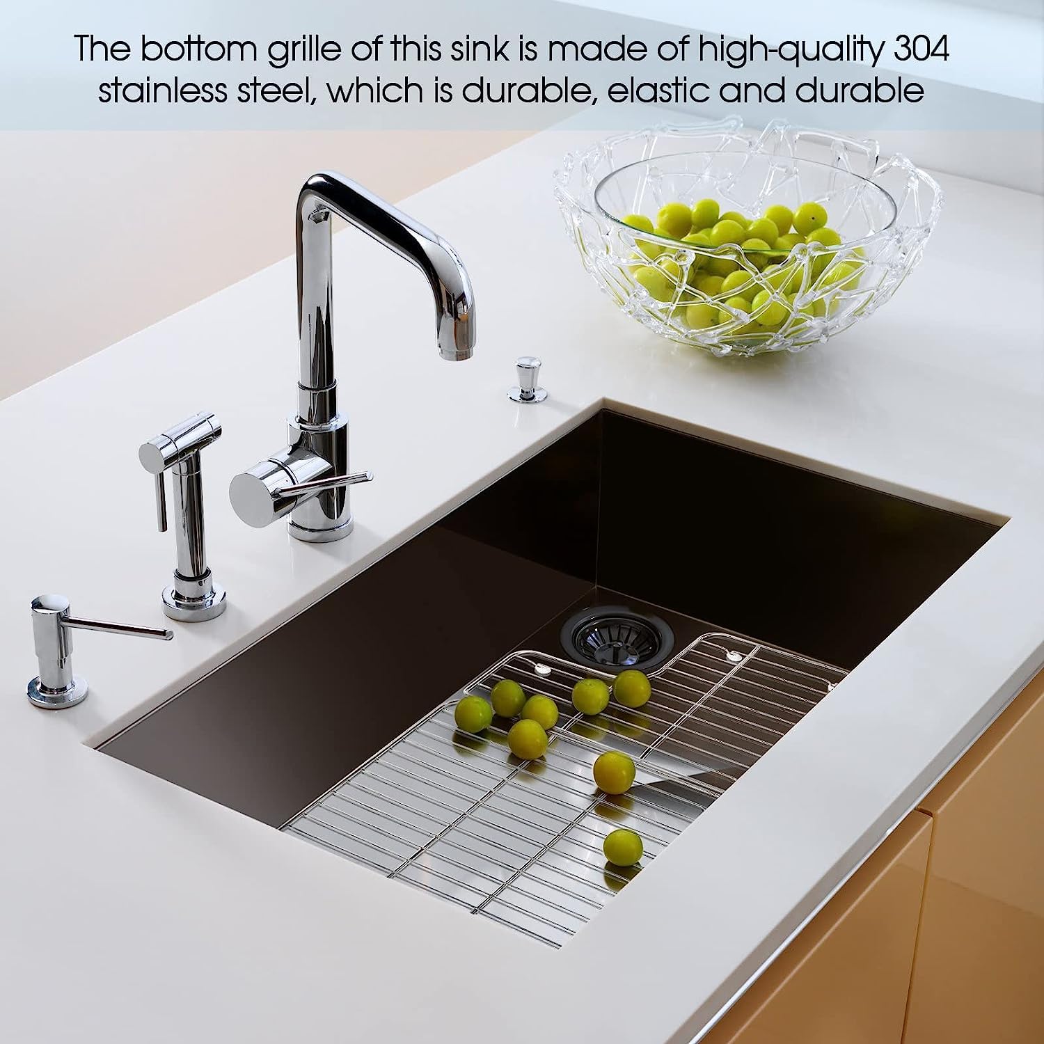 K-6449-ST Stainless Steel Kitchen Sink Rack for Kohler Whitehaven K-5826 & K-5827 - Durable Sink Protector & Organizer for Dishes, Sponges, and Utensils - Perfect for Small Kitchen Spaces and RV Sinks