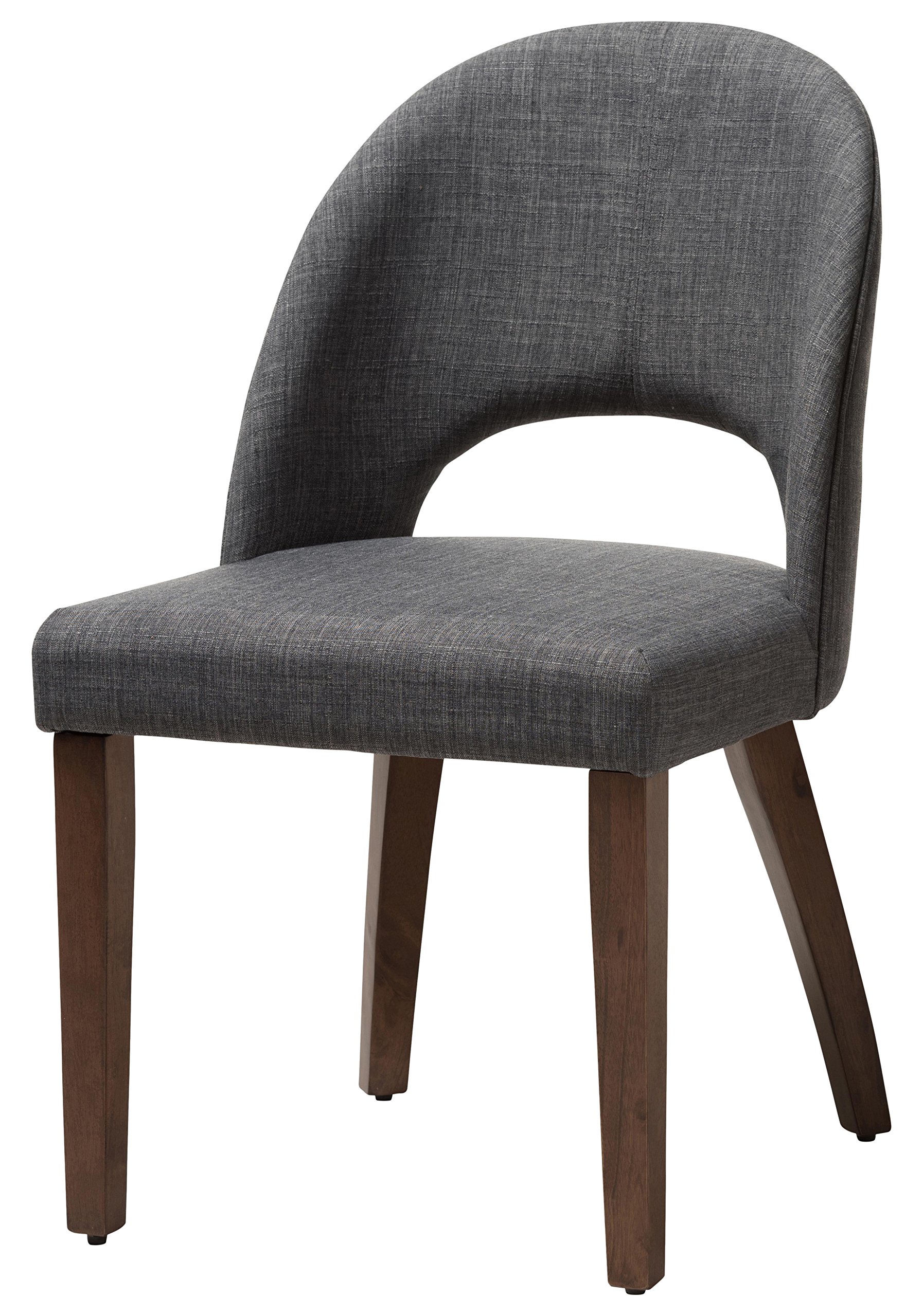 Baxton Studio Wesley Dining Chair - Dark Grey Fabric Upholstered with Walnut Wood Finish - Modern Kitchen & Dining Room Furniture for Home Decor