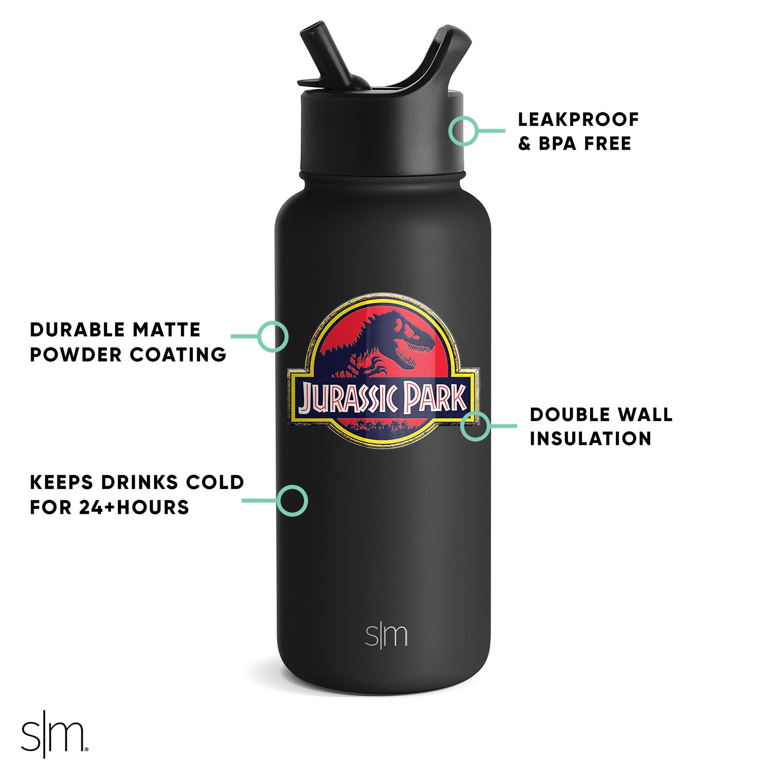 Summit Insulated Water Bottle with Straw Lid - Leakproof Stainless Steel Thermos for Hiking, Gym & Outdoor Activities