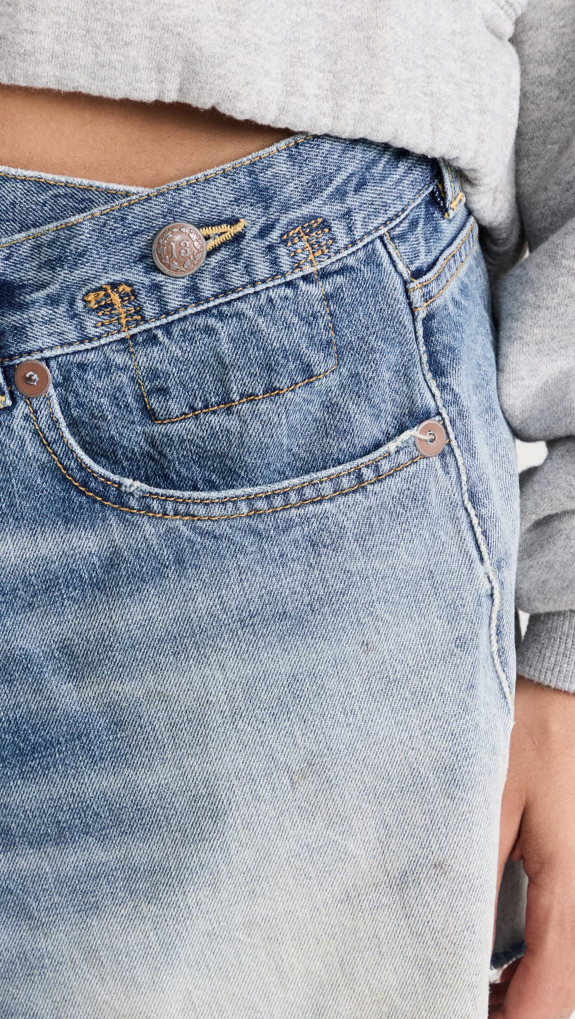 R13 Women's High Waist Crossover Shorts - Stretchy Denim Shorts for Women | Summer Fashion, Casual Wear, Beach Outfits & Street Style