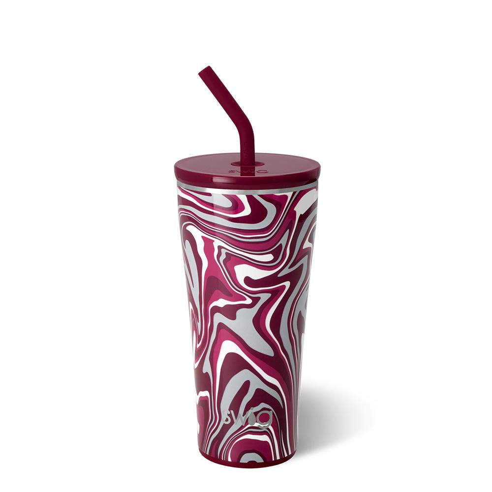 Fanzone 32oz Maroon Straw Tumbler - Insulated Stainless Steel Cup with Lid & Straw for Iced Coffee, Smoothies & Cold Drinks - Perfect for Office, Gym, Travel & Outdoor Activities