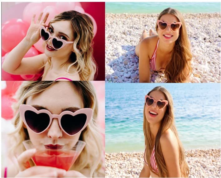 EHH - Stylish Heart Shaped Cat Eye Sunglasses for Women, UV Protection, Retro Fashion Accessories - Perfect for Beach, Summer Outfits & Date Nights