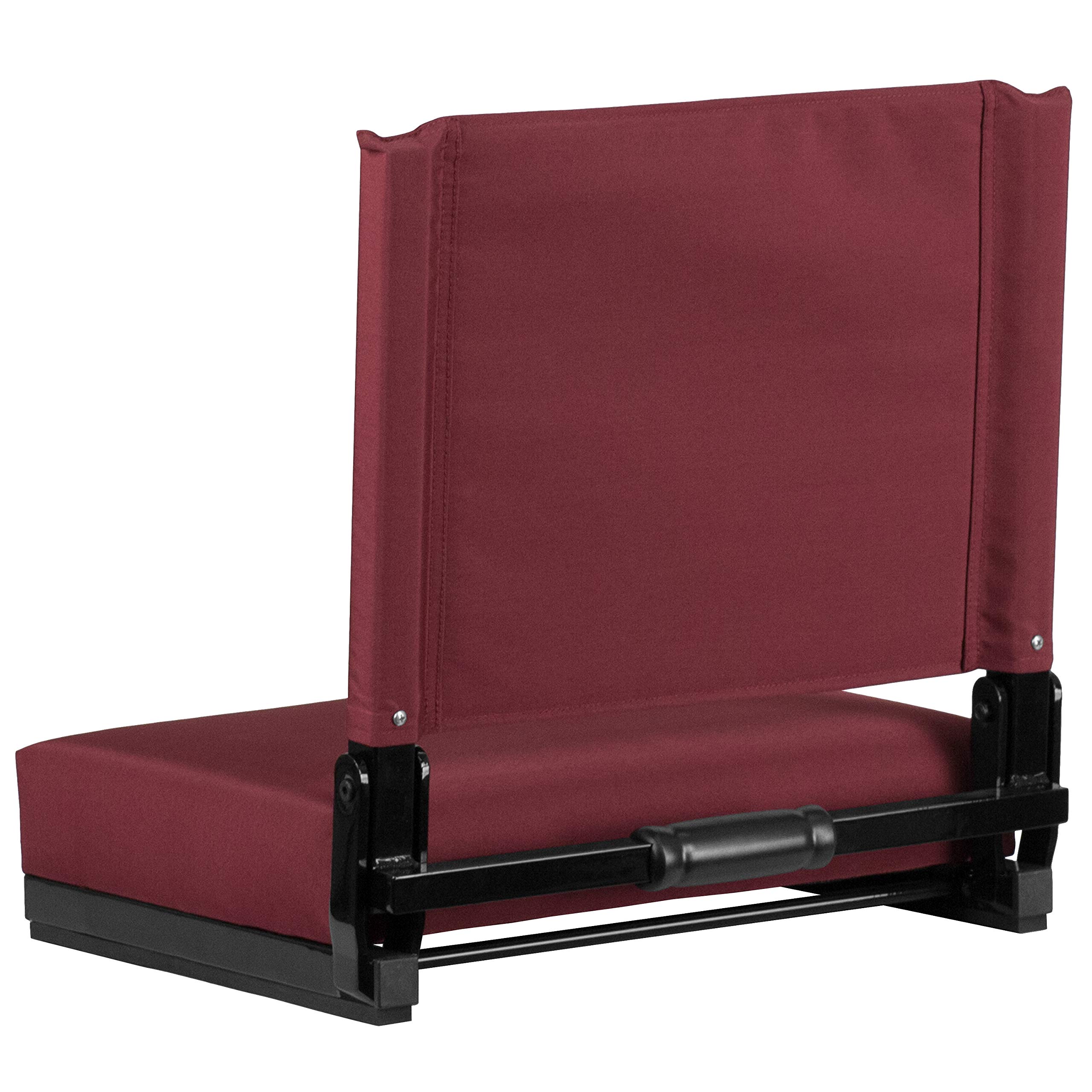 Flash Furniture Grandstand Portable Stadium Seat - Folding Padded Bleacher Chair with Carrying Handle, 500 lb Weight Capacity, Maroon - Perfect for Sporting Events, Concerts & Outdoor Activities