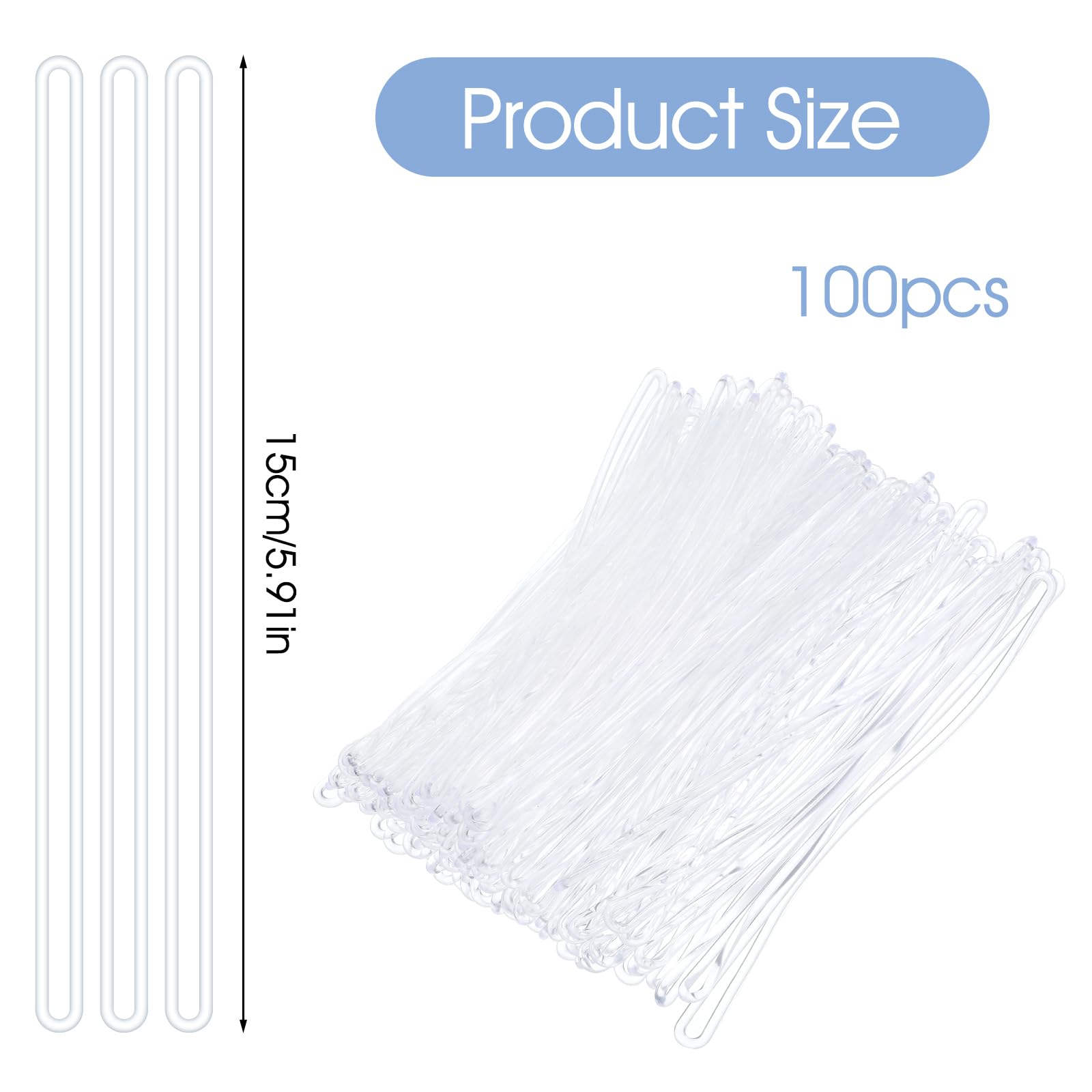 100 Pcs Clear Luggage Tag Loops - 5.9 Inch Durable Bag Tag Straps for Backpacks, Suitcases & ID Badge Holders - Perfect for Travel, Office & Event Organization