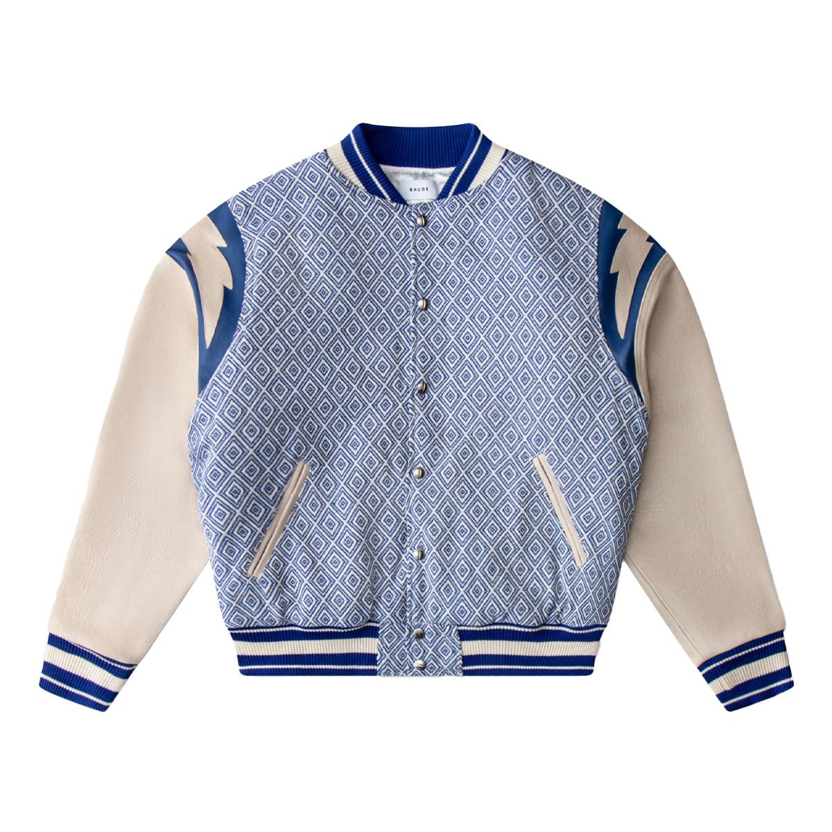 Jacquard Lightning Bomber Jacket - Multi Blue Color | Stylish & Comfortable Outerwear for Men & Women | Perfect for Casual Wear, Street Fashion & Outdoor Activities
