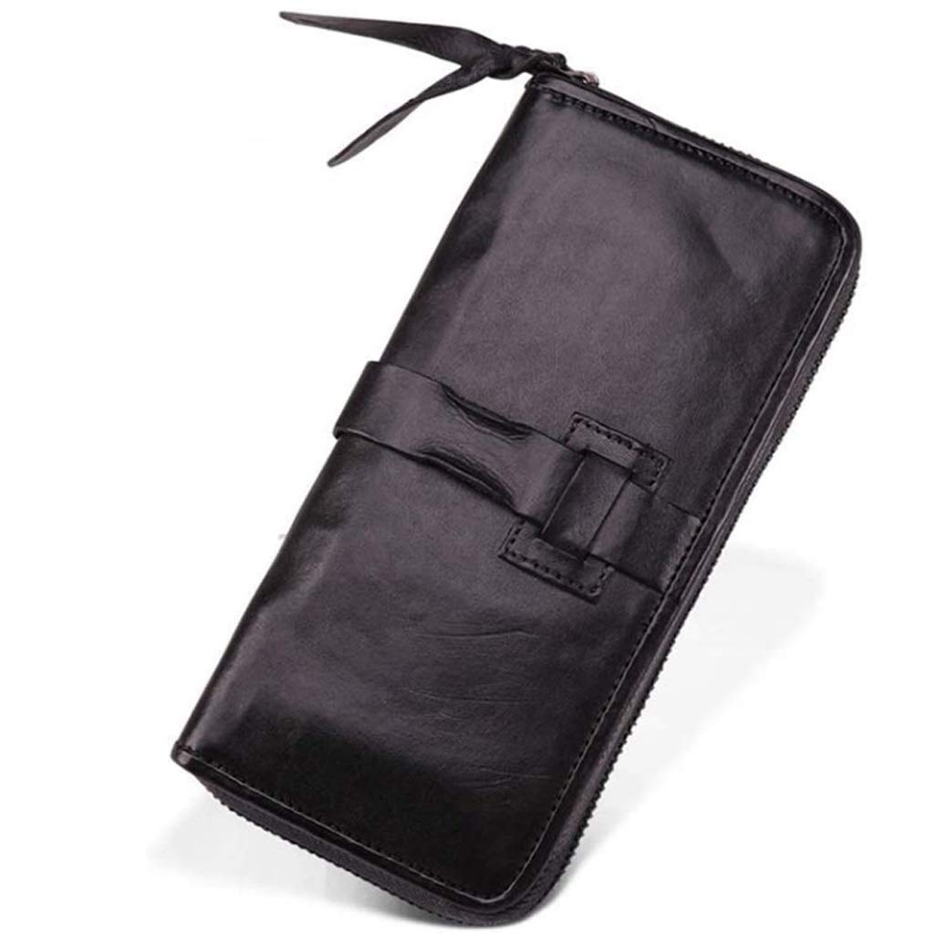 Vintage Retro Leather Men's Wallet - Long Zip Multi-Card Clutch with 4 Card Slots & 4 Cash Pockets | RFID Blocking Business Wallet for Men (Brown) | Perfect for Office, Travel & Everyday Use