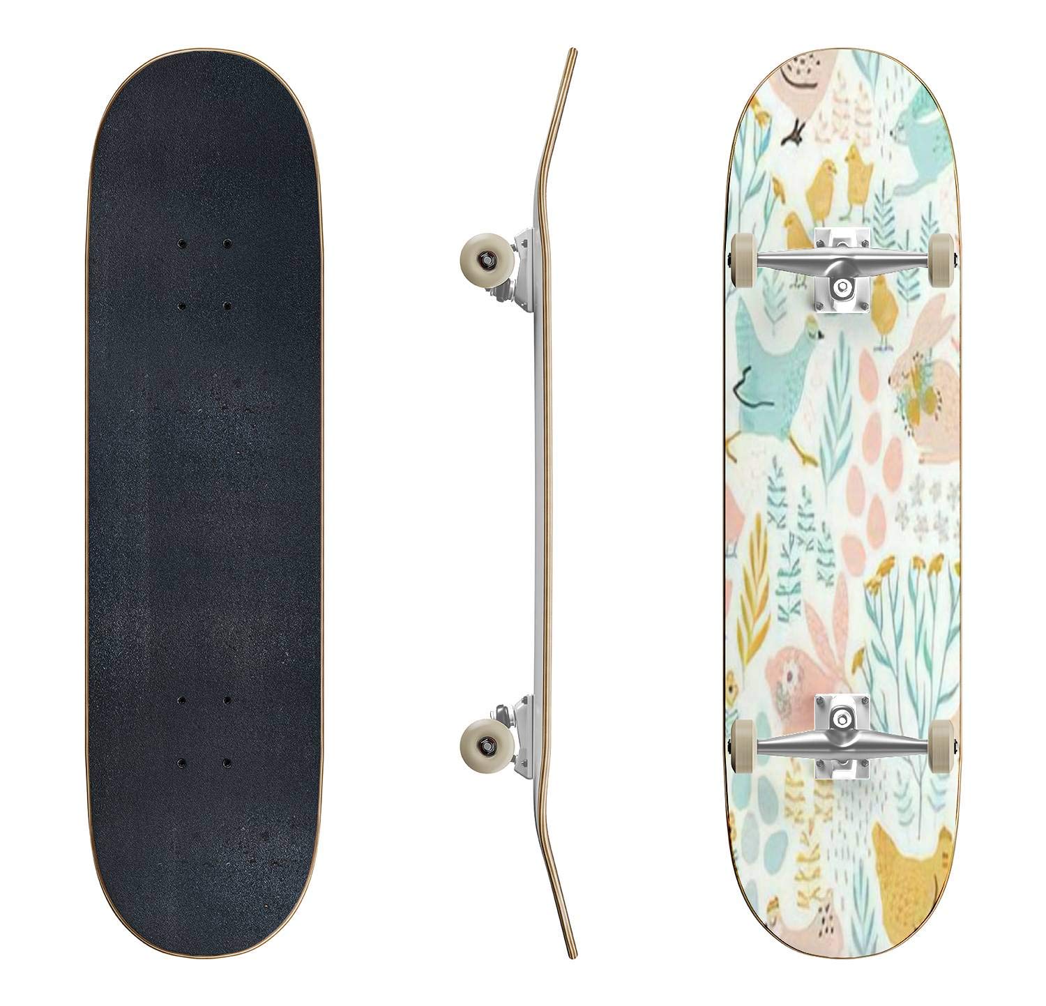 EFTOWEL Skateboard - Classic Concave Longboard with Seamless Cat Pattern (Black, White, Grey) | Perfect for Beginners & Professionals | Extreme Sports, Teen Gifts & Urban Commuting