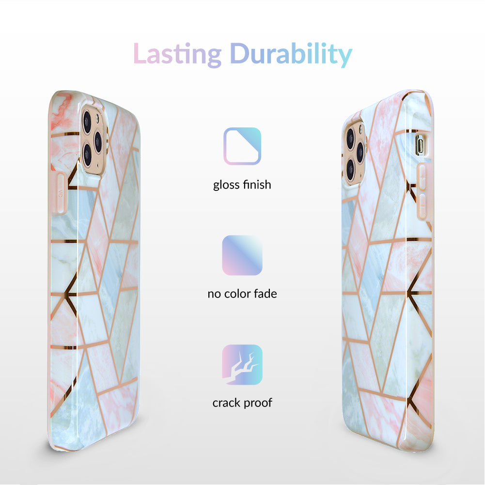 Stylish Geometric Marble Pattern iPhone Case - Durable Protective Cover for iPhone 13/12/11/X - Perfect for Everyday Use, Travel & Fashion Accessories