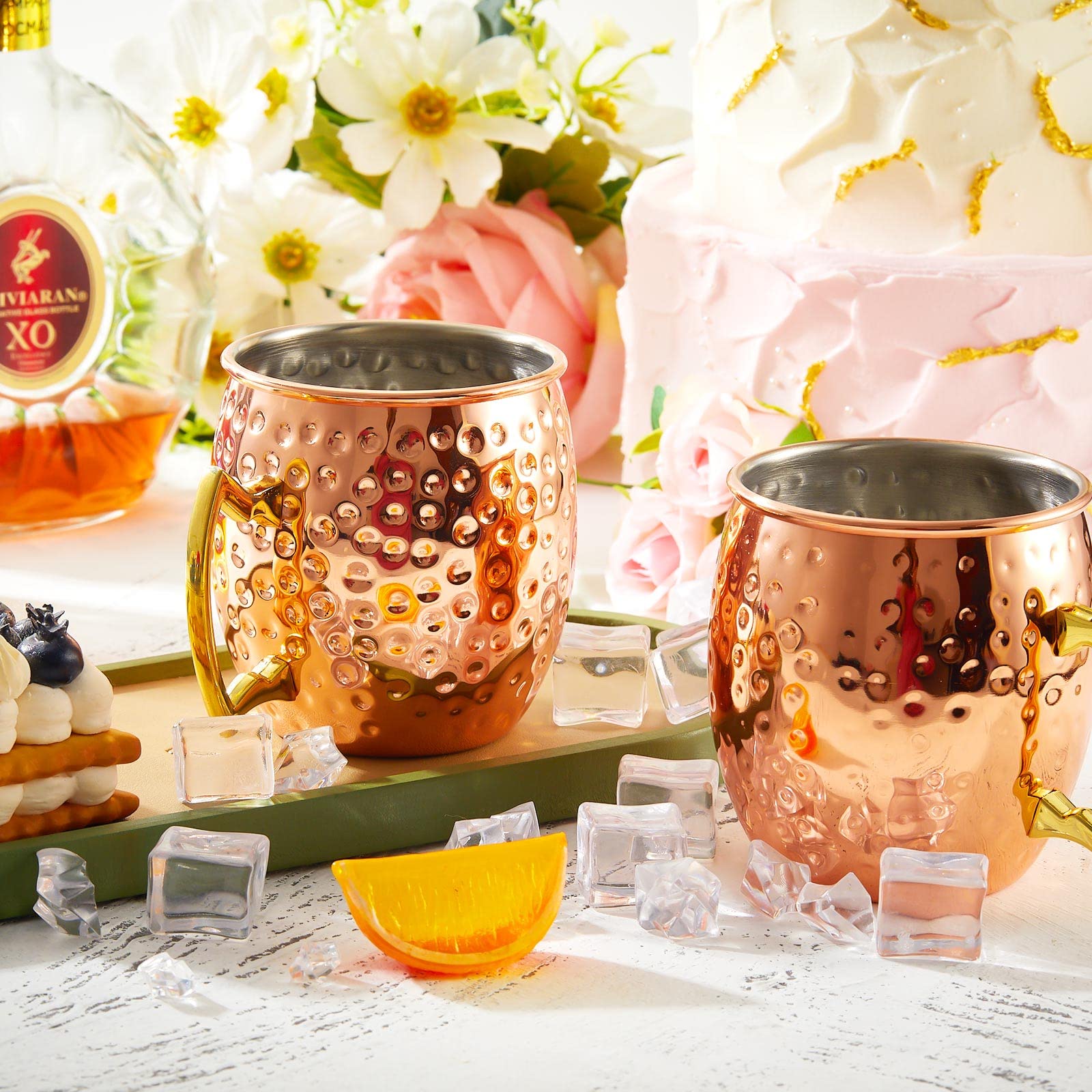 30-Pack Moscow Mule Mugs - 19oz Hammered Copper Cups with Stainless Steel Lining & Gold Brass Handles - Perfect for Cocktails, Coffee, Wine - Ideal for Weddings, Bars, and Home Entertaining (Rose Gold)