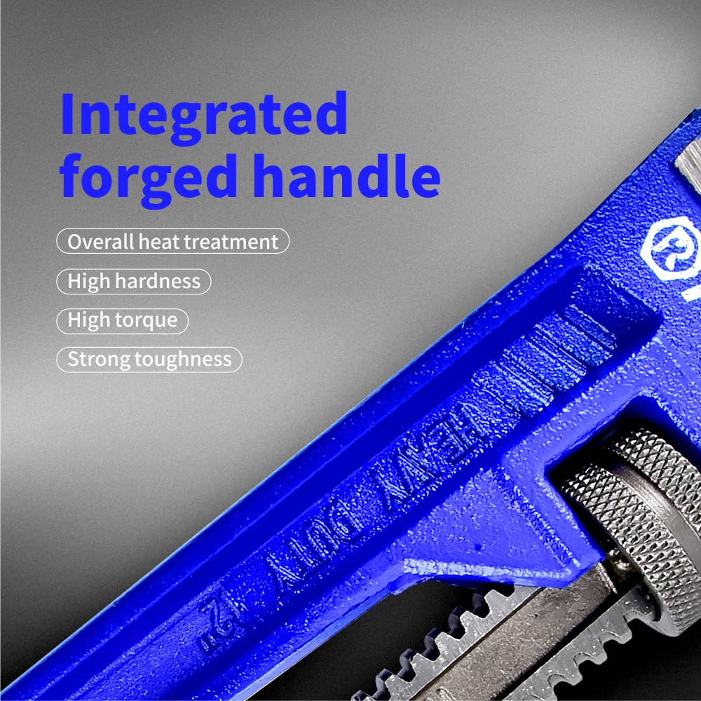 3Pcs Heavy Duty Pipe Wrench Set (8, 12 & 18 Inch) - Adjustable Straight Plumber Wrench with Non-Slip Grip for Plumbing, HVAC & DIY Home Repairs - Perfect for Pipe Fittings, Faucet Installations & Mechanical Work