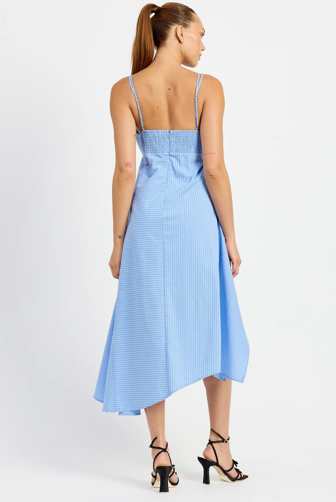 Lilith Stripe Midi Maxi Dress for Women - Flowy Summer Beach Dress with Side Slits, Boho Chic Floral Print, Comfortable Casual & Party Wear - Perfect for Vacations, Weddings, and Date Nights