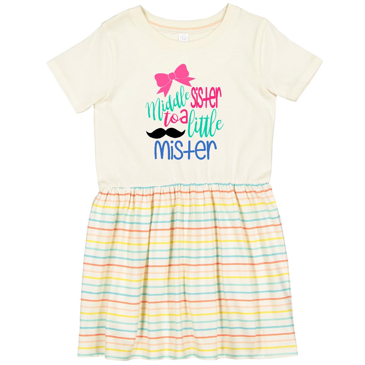 Inktastic Middle Sister to a Little Mister Toddler Dress - Cute Sibling Matching Outfit for Family Photos & Special Occasions