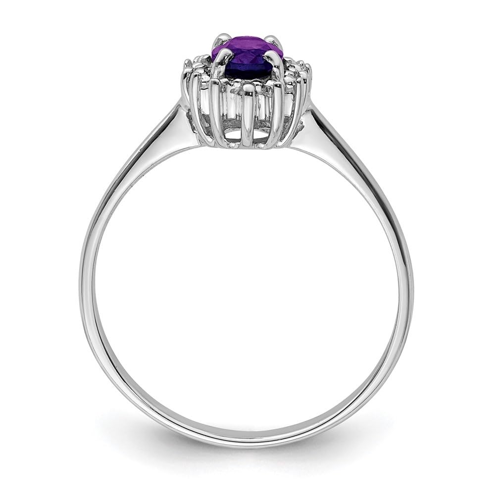 0.44ct Oval Cut Amethyst & Diamond Accent Engagement Ring for Women - 925 Sterling Silver Wedding Band, Promise Ring, Anniversary Gift for Her - Perfect for Proposals, Valentine's Day & Special Occasions