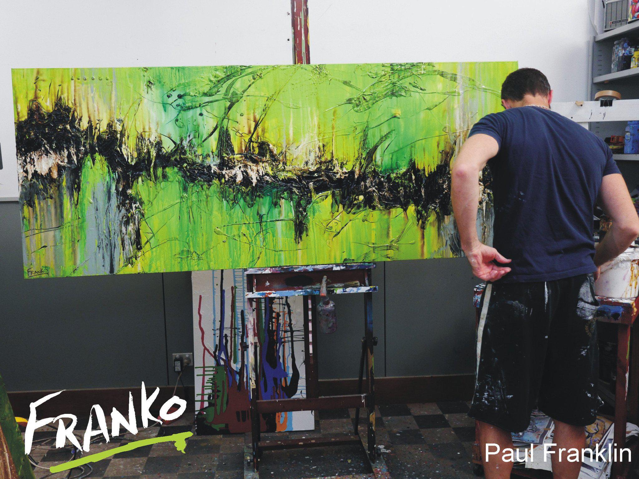 Abstract Green Painting - Modern Wall Art for Living Room, Bedroom & Office Decor | Handmade Canvas Artwork