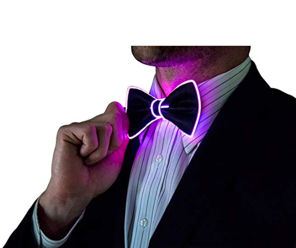 Glowing LED Bow Tie for Men & Women - Adjustable EL Wire Light Up Bowtie for Parties, Raves, Halloween & Cosplay - Cool Glow in the Dark Accessory for Night Events